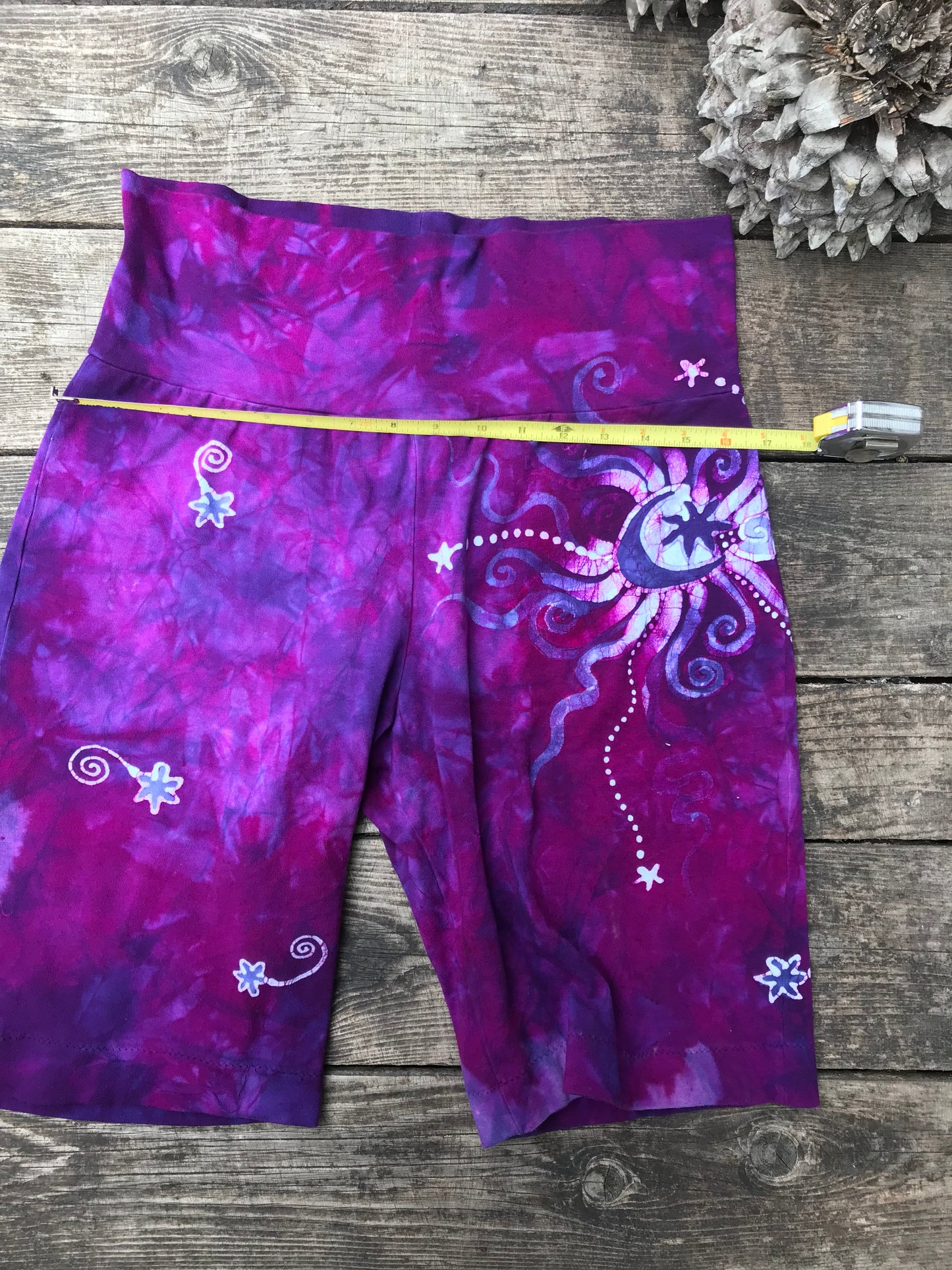 Lively Magenta Moon and Stars Batik Biker Shorts Batikwalla by Victoria