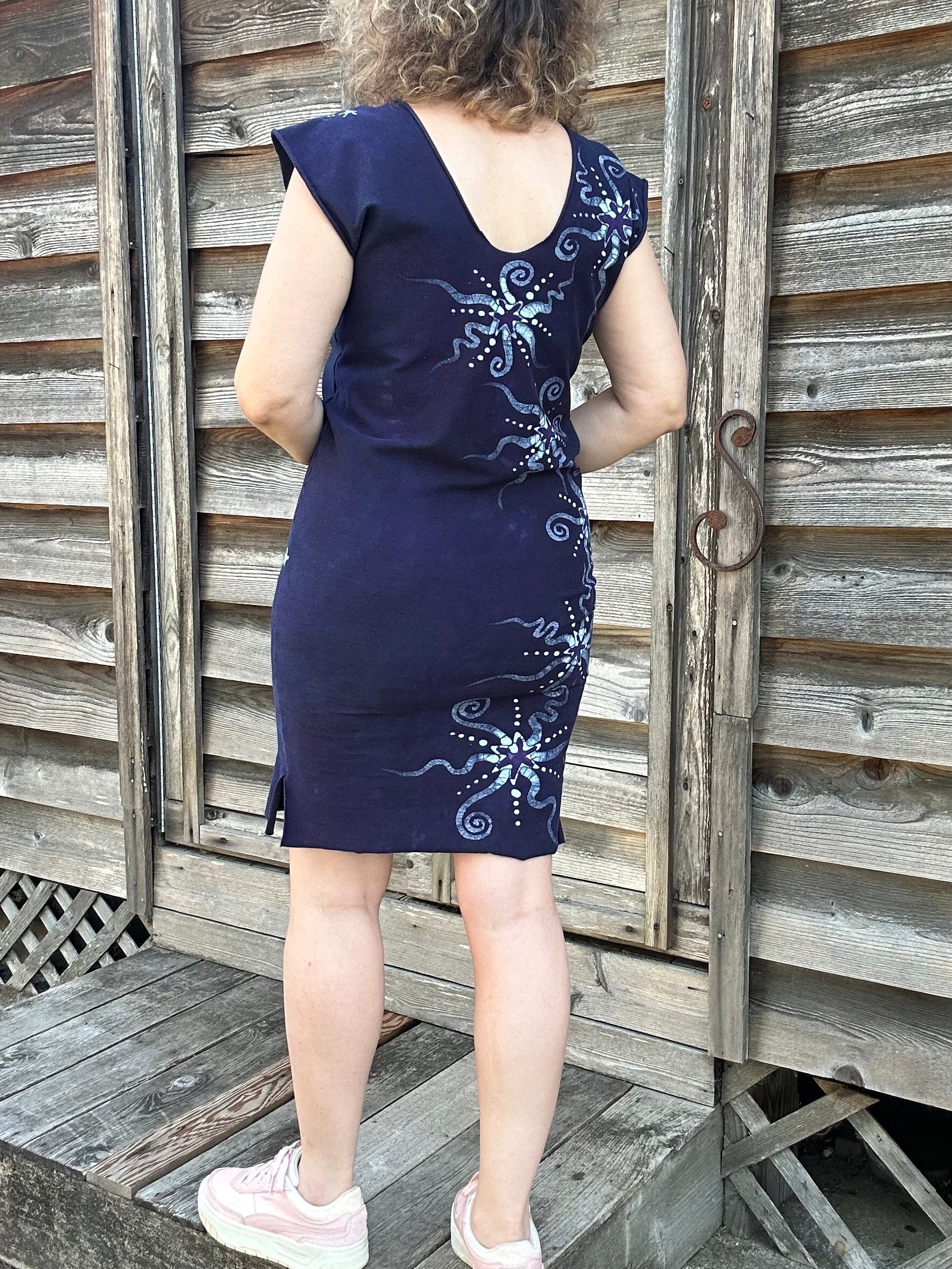 Midnight Moon Stretchy Hemp Tube Dress Batik Dresses Batikwalla