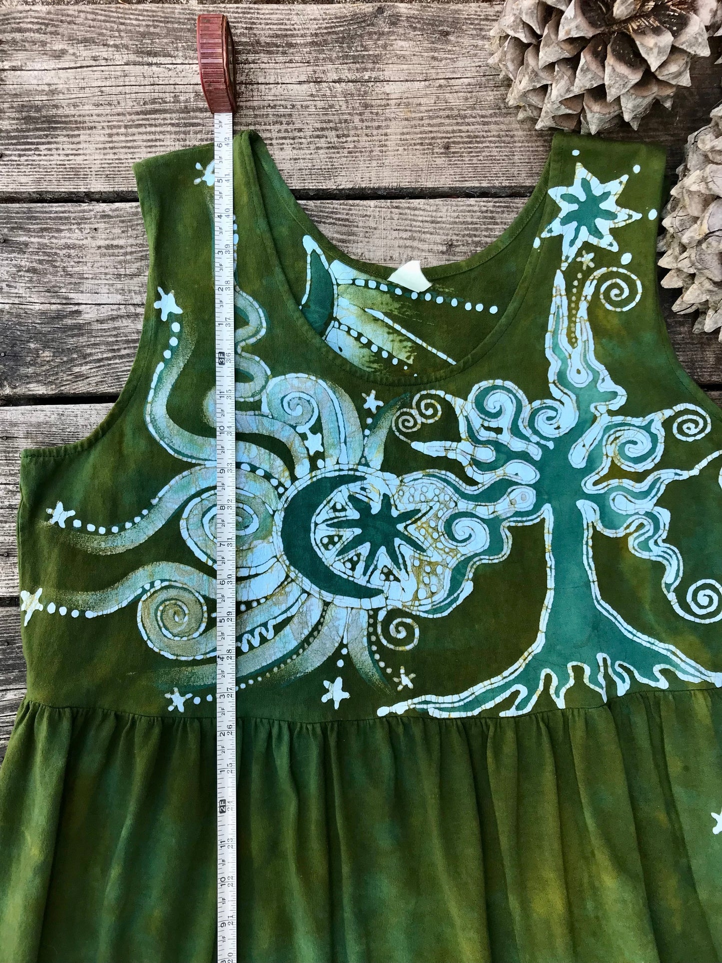 Green Valley Grove by the Forest - Farmer's Market Pocket Dress - Size 2X Batik Dresses Batikwalla
