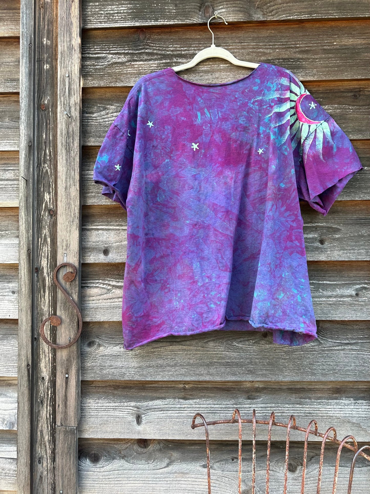 Sunrise Sunset Cotton Cropped Crew Tee - Size 2X Shirts & Tops Batikwalla by Victoria