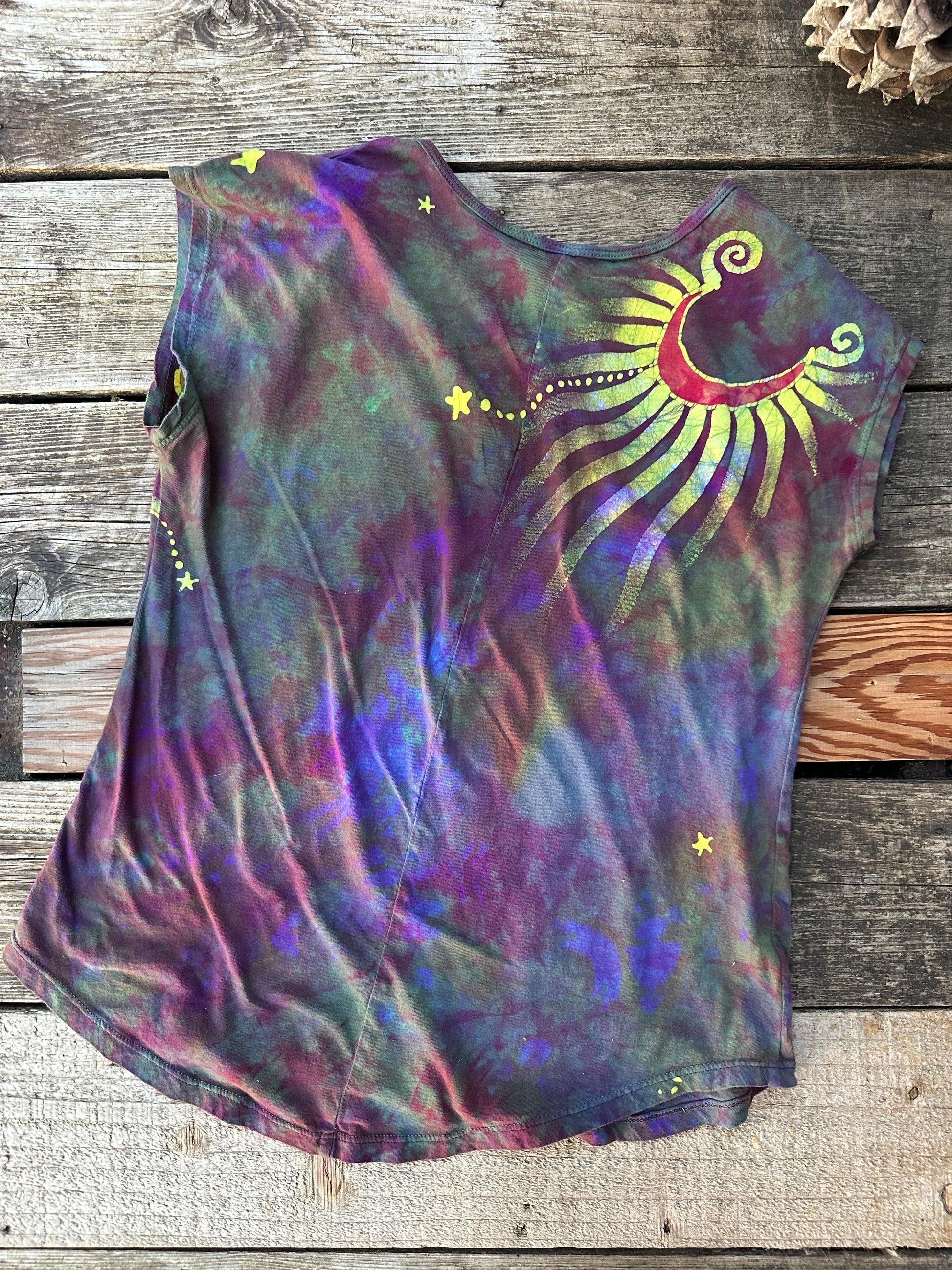 Sunrise Sunset Handmade Batik Scoop Neck Tshirt Tops batikwalla