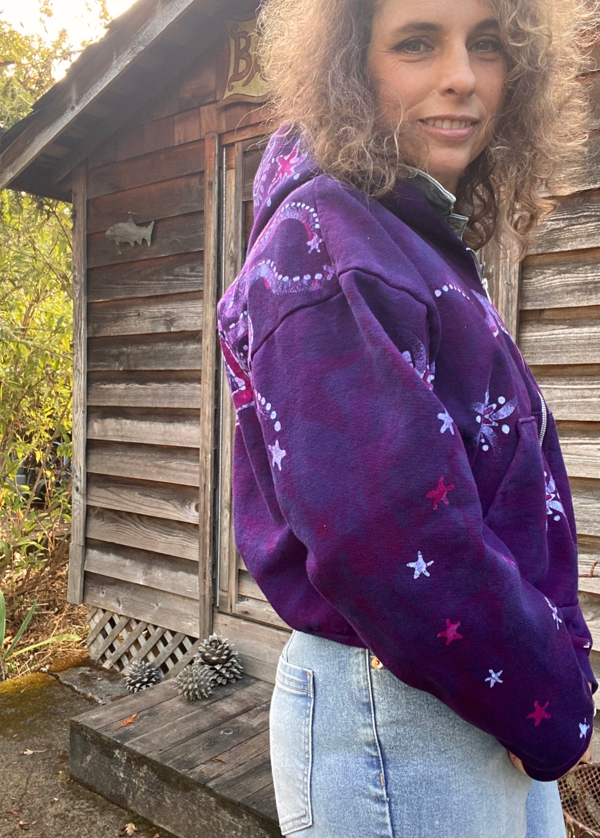 Original Magenta Surf Boardwalk Handmade Batik Hoodie - Size M/L hoodie batikwalla