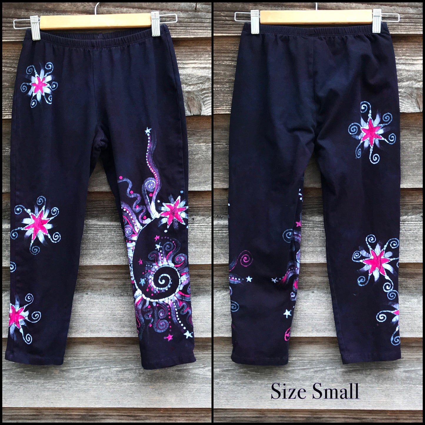 Navy Blue and Hot Pink Galaxy Batik CAPRI Leggings