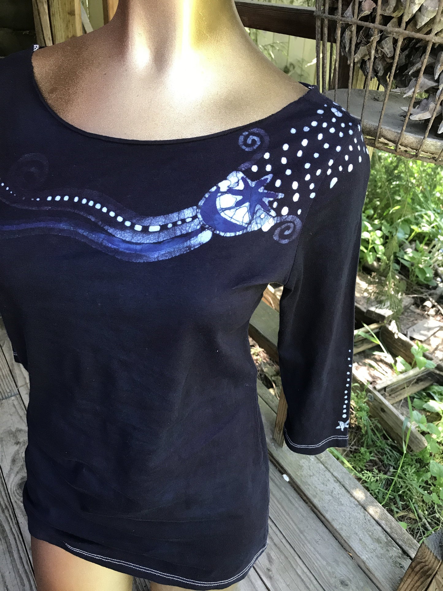 Starry Midnight Hand Painted Batik Top