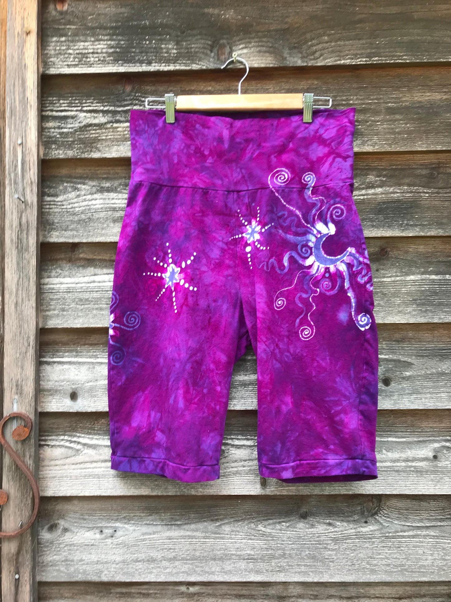 Moon and Stars Batik Biker Shorts - Lively Magenta Batikwalla by Victoria