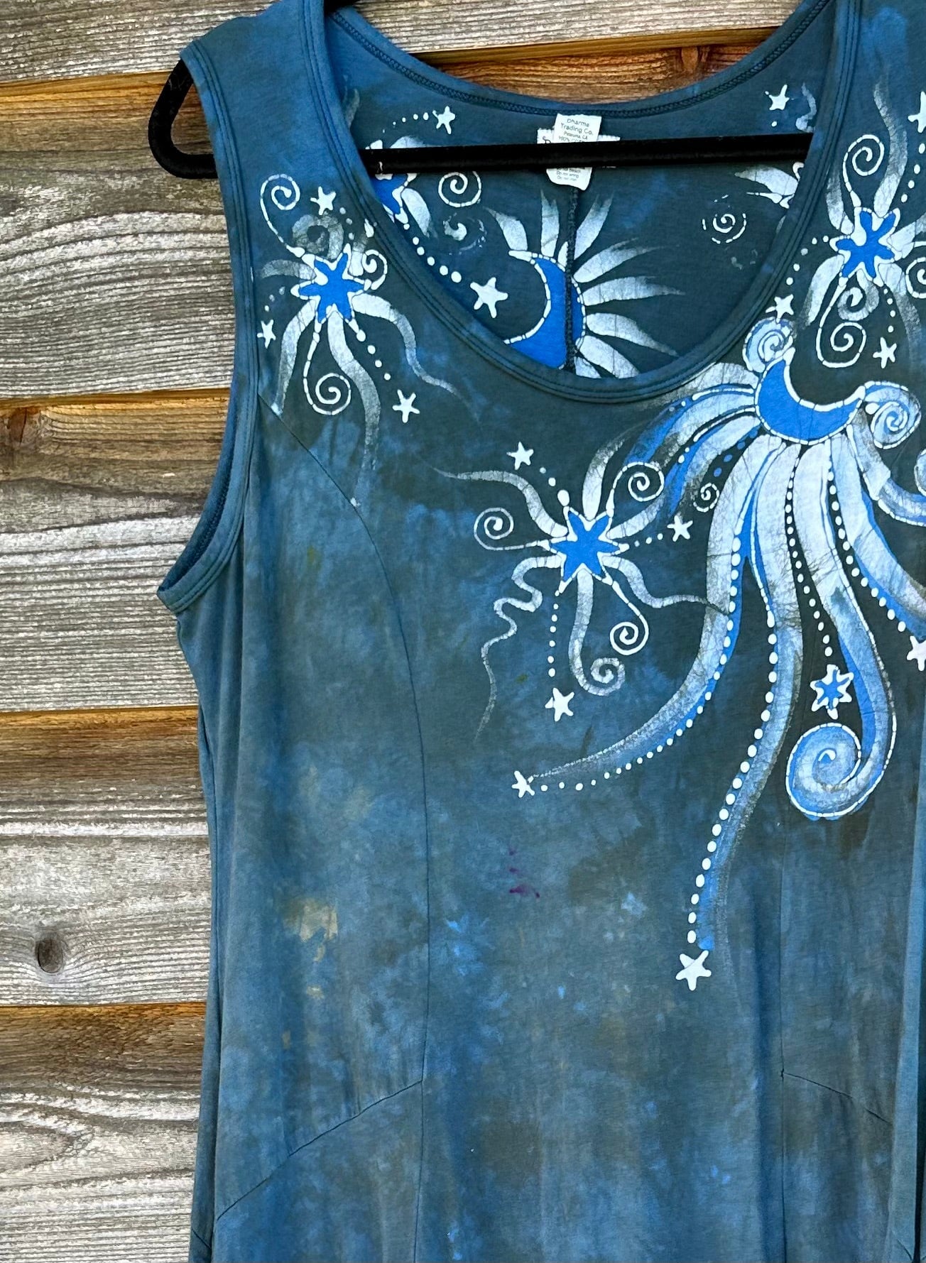 Blue Moon Sage Batikwalla Batik Dress - Size Large Batik Dresses Batikwalla