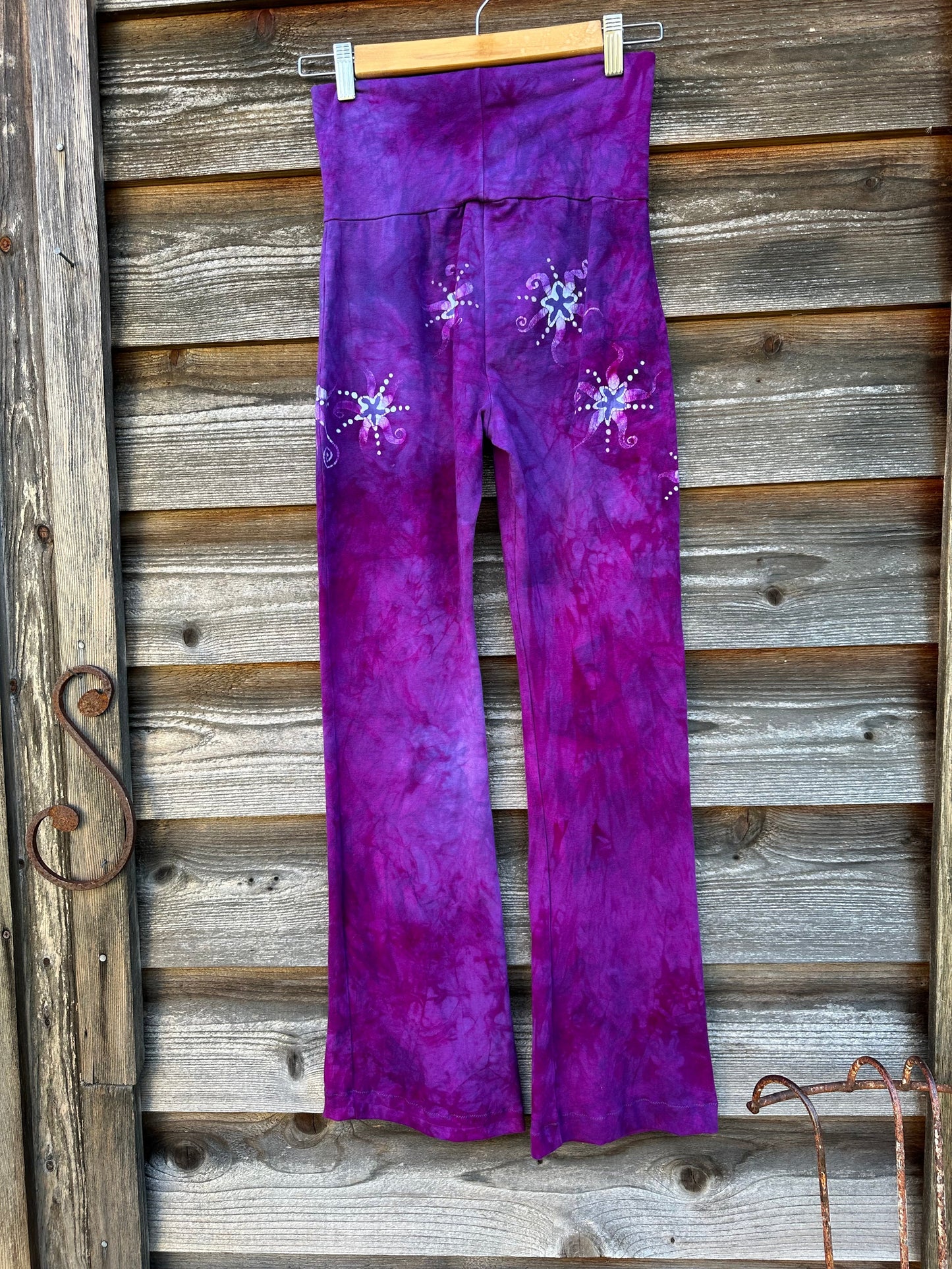 Hot Pink Moonflowers Stretchy Lounge Pants - Size Small Yoga Pants batikwalla