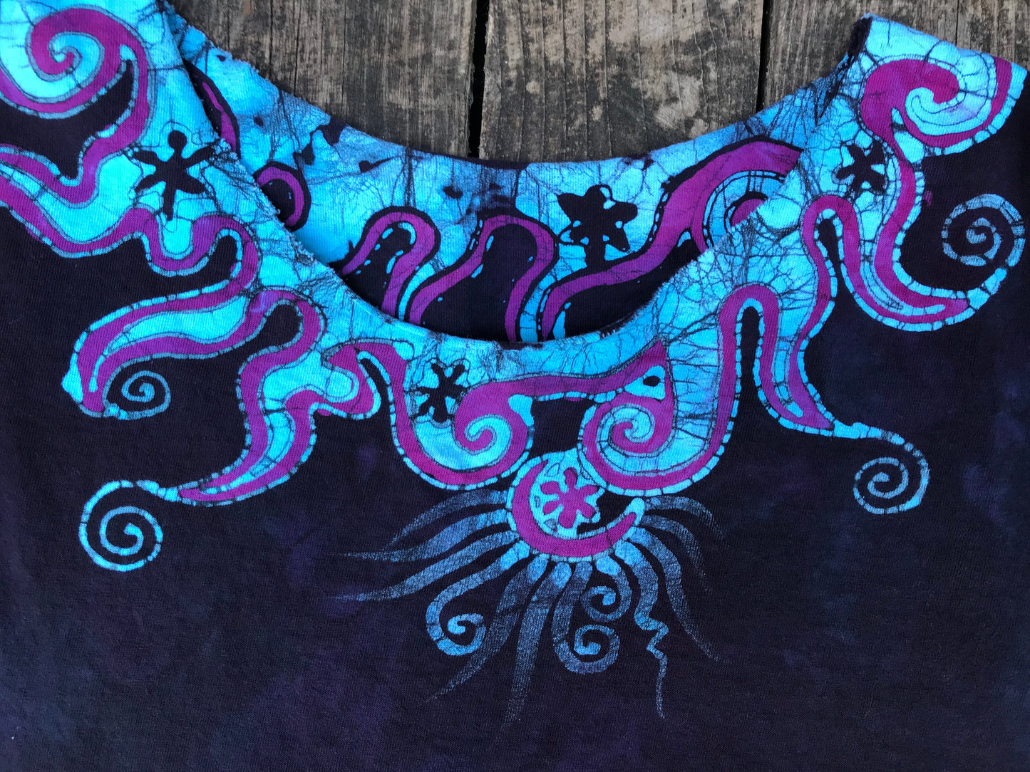 Perpetual Moonlight Waves in Purple Midnight Boxy Tee Batikwalla by Victoria