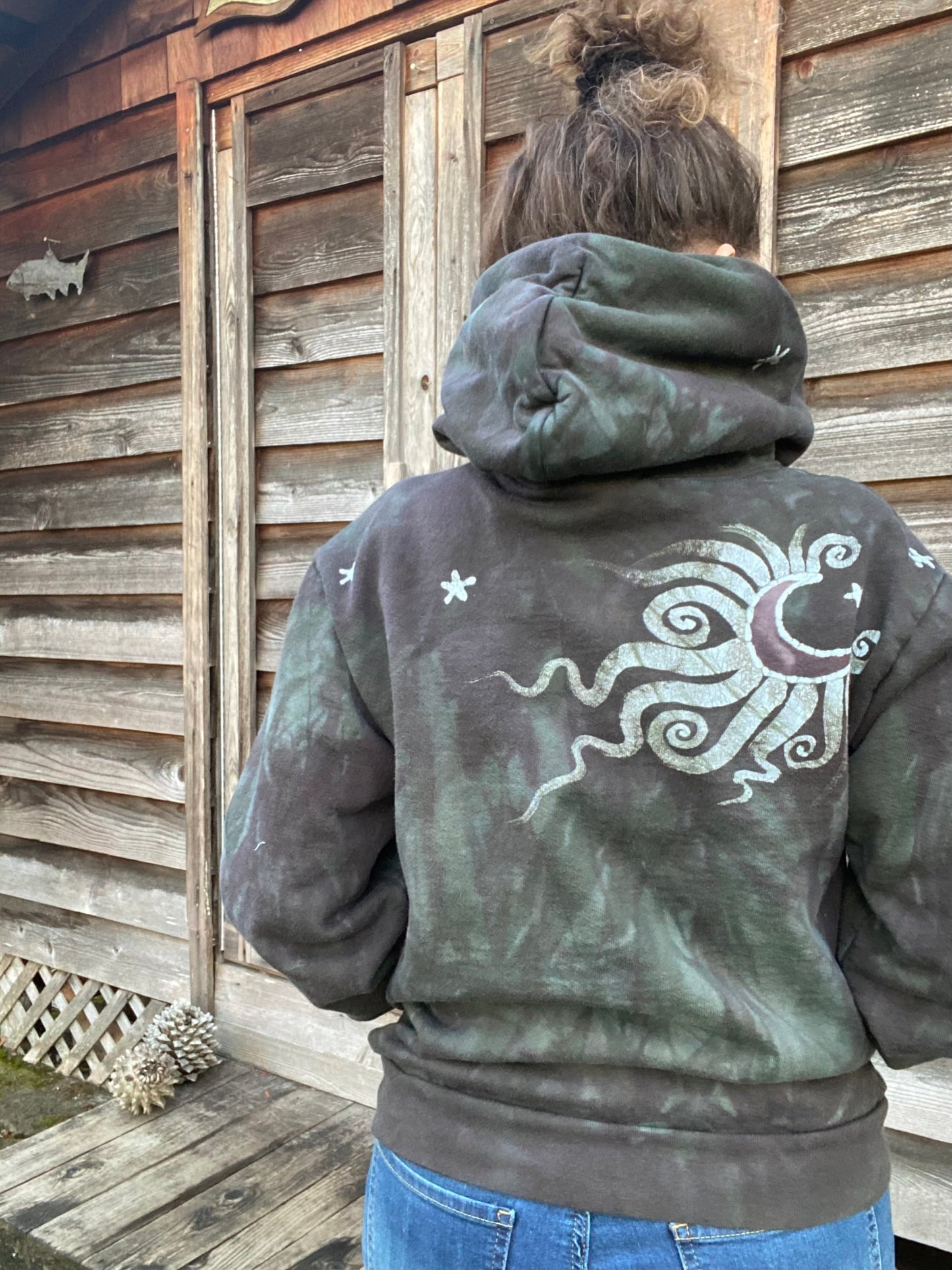 Olive Tree of Life - Handcrafted Batik Pullover Hoodie hoodie batikwalla