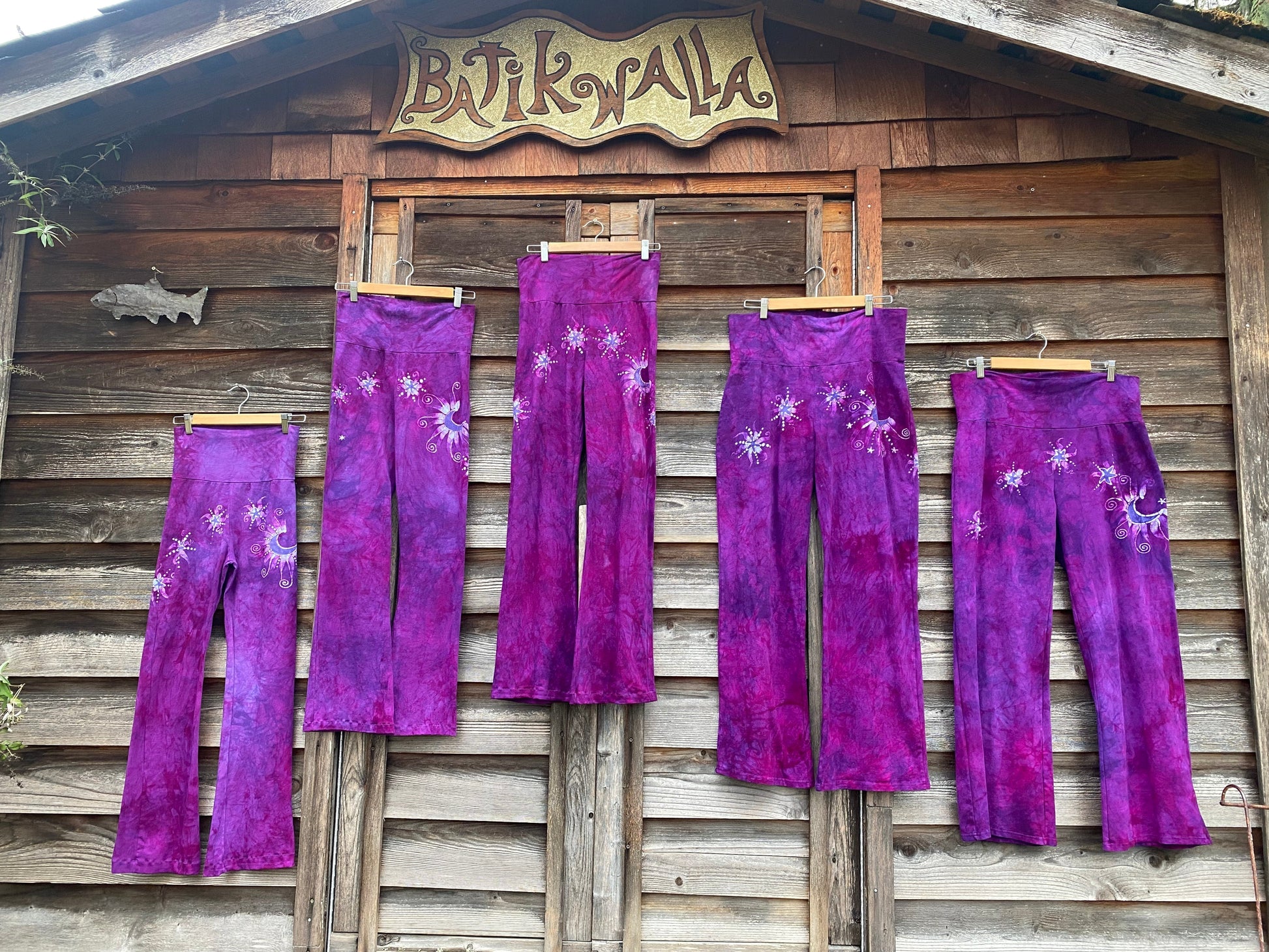 Hot Pink Moonflowers Stretchy Lounge Pants - Size Small Yoga Pants batikwalla