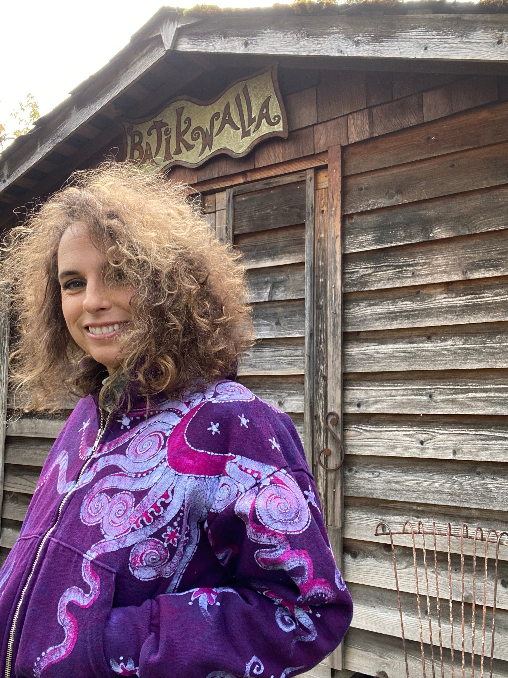 Magenta Surf Boardwalk Handmade Batik Hoodie - Size S/M hoodie batikwalla