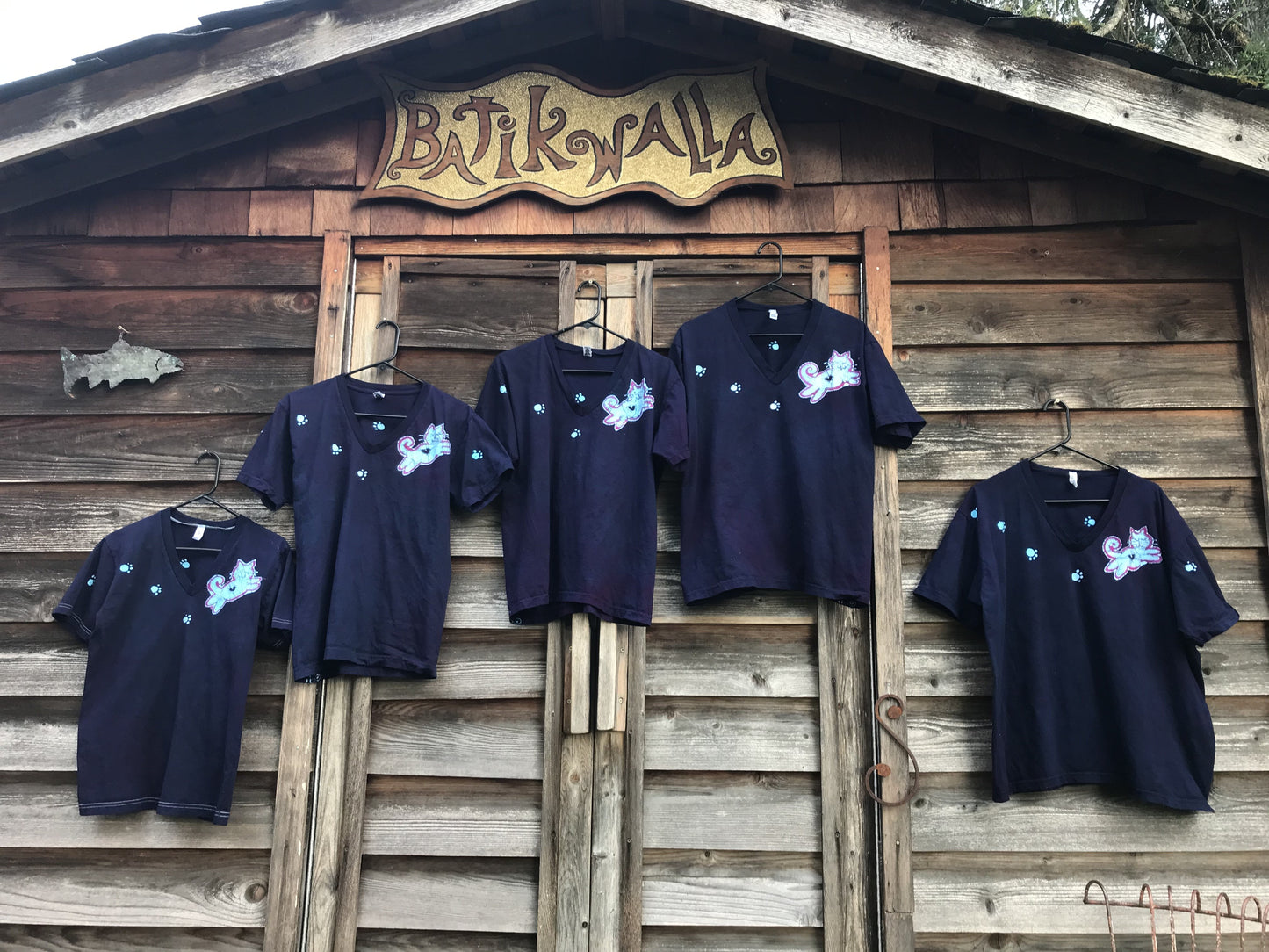 Cats So Cute Vneck Tee in The Deepest Blue With Turquoise Highlights - Unisex Tshirts batikwalla
