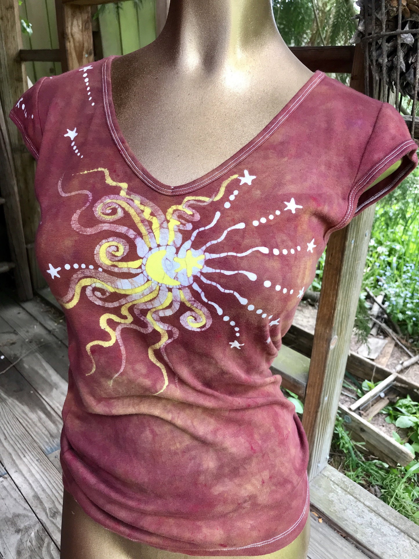 Burnt Sienna Moonrise Handmade Batik Summer Tee