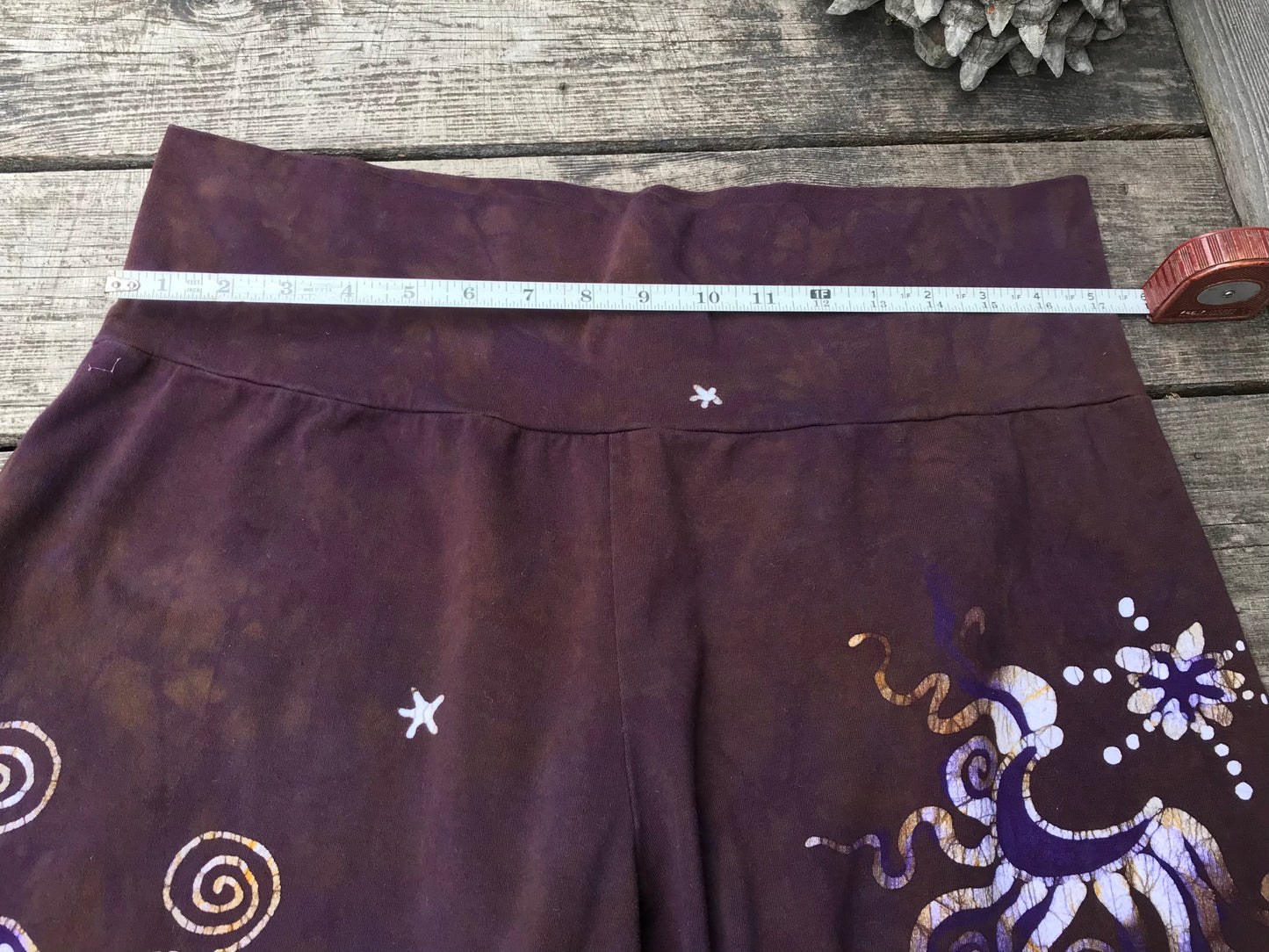 Earth Moon and Stars Batik Biker Shorts - Purple Highlights 2X Batikwalla by Victoria