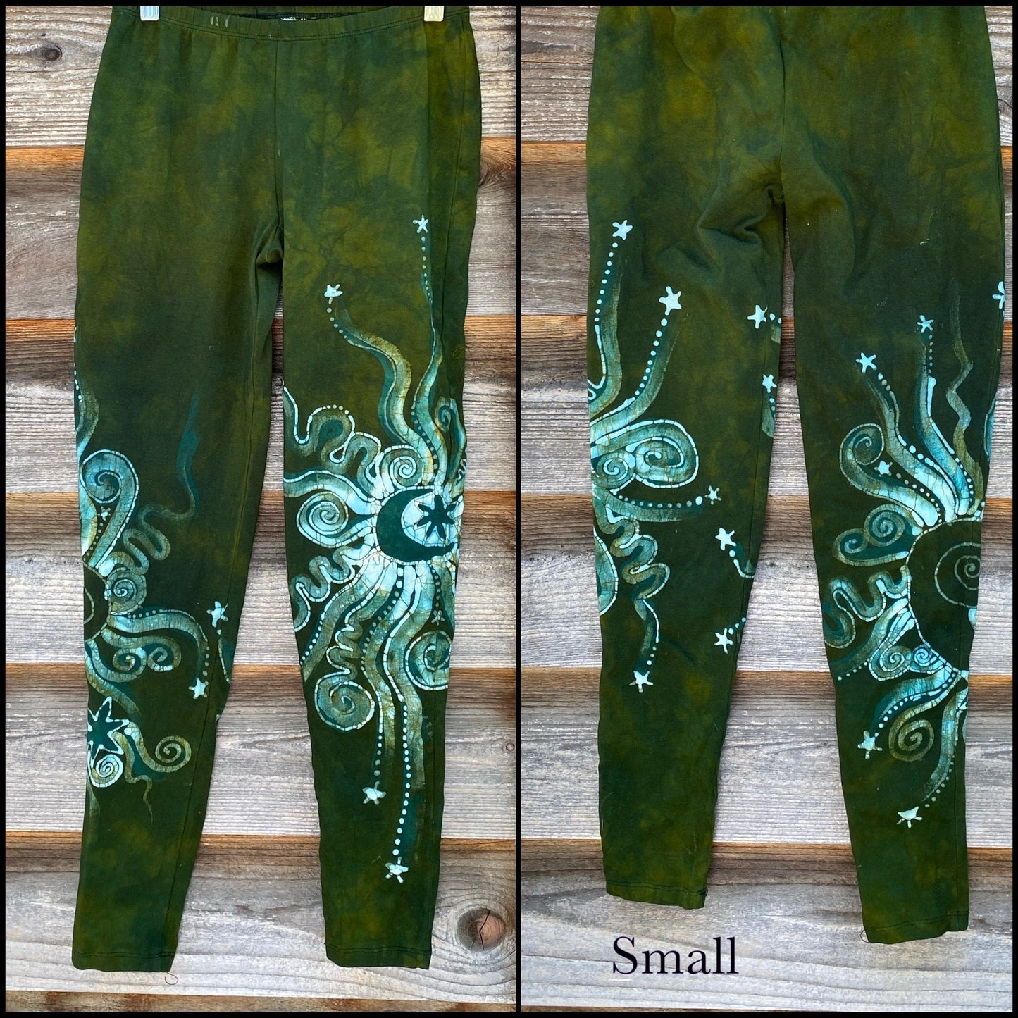 Dancing Green Batik Leggings Old School leggings batikwalla Small