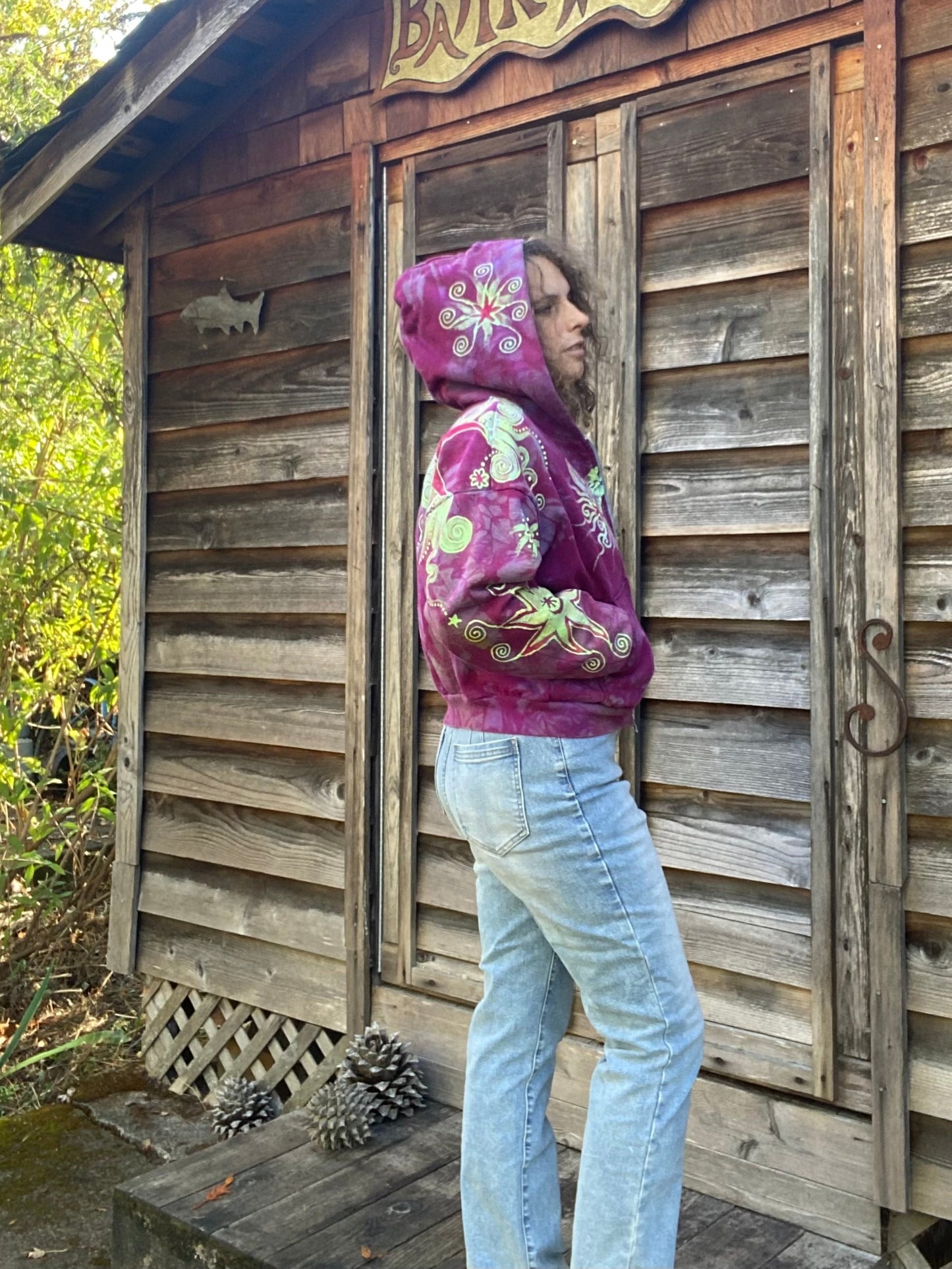 Sunrise Sun Glow Handmade Batik Hoodie - Size S/M hoodie batikwalla