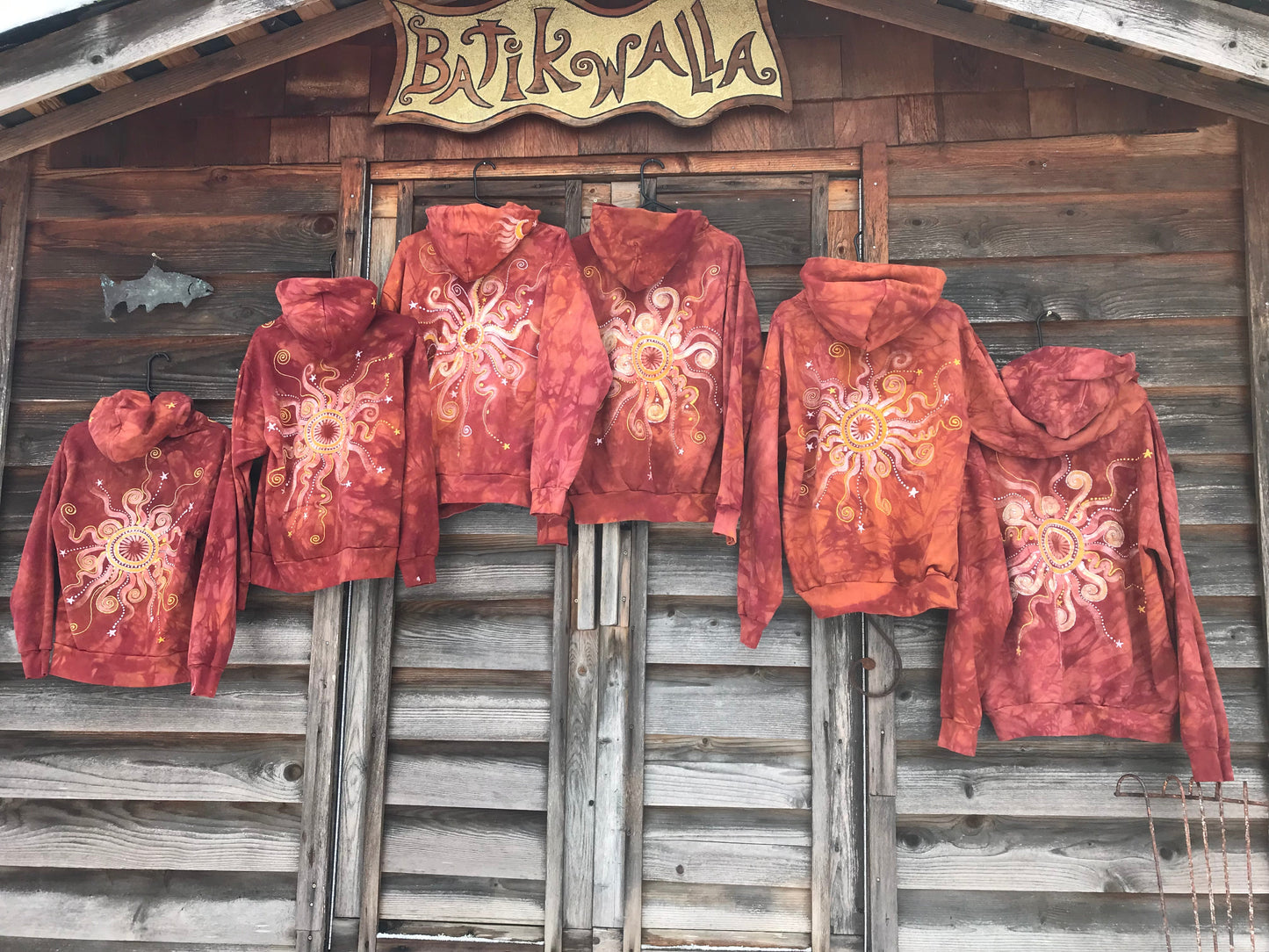 Cayenne Orange Sunset Handcrafted Batik Zipper Hoodie - Size 2X hoodie batikwalla