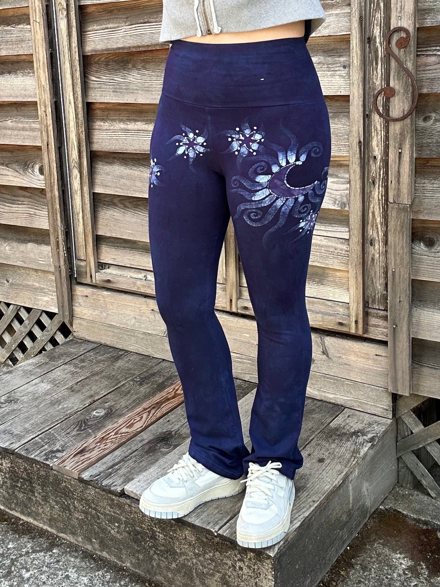 Dark Blue Moon and Stars Stretchy Movement Pants - Size SMALL Yoga Pants batikwalla