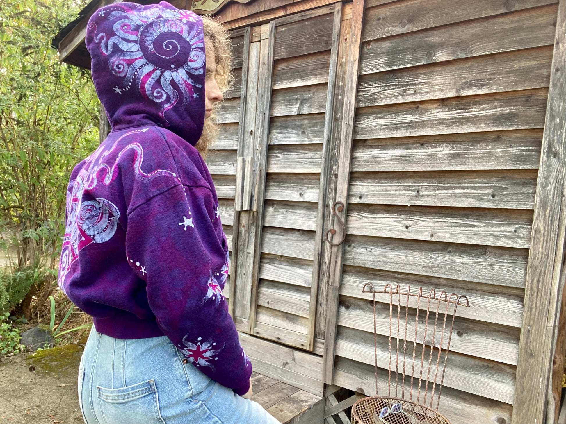 Magenta Surf Boardwalk Handmade Batik Hoodie - Size S/M hoodie batikwalla