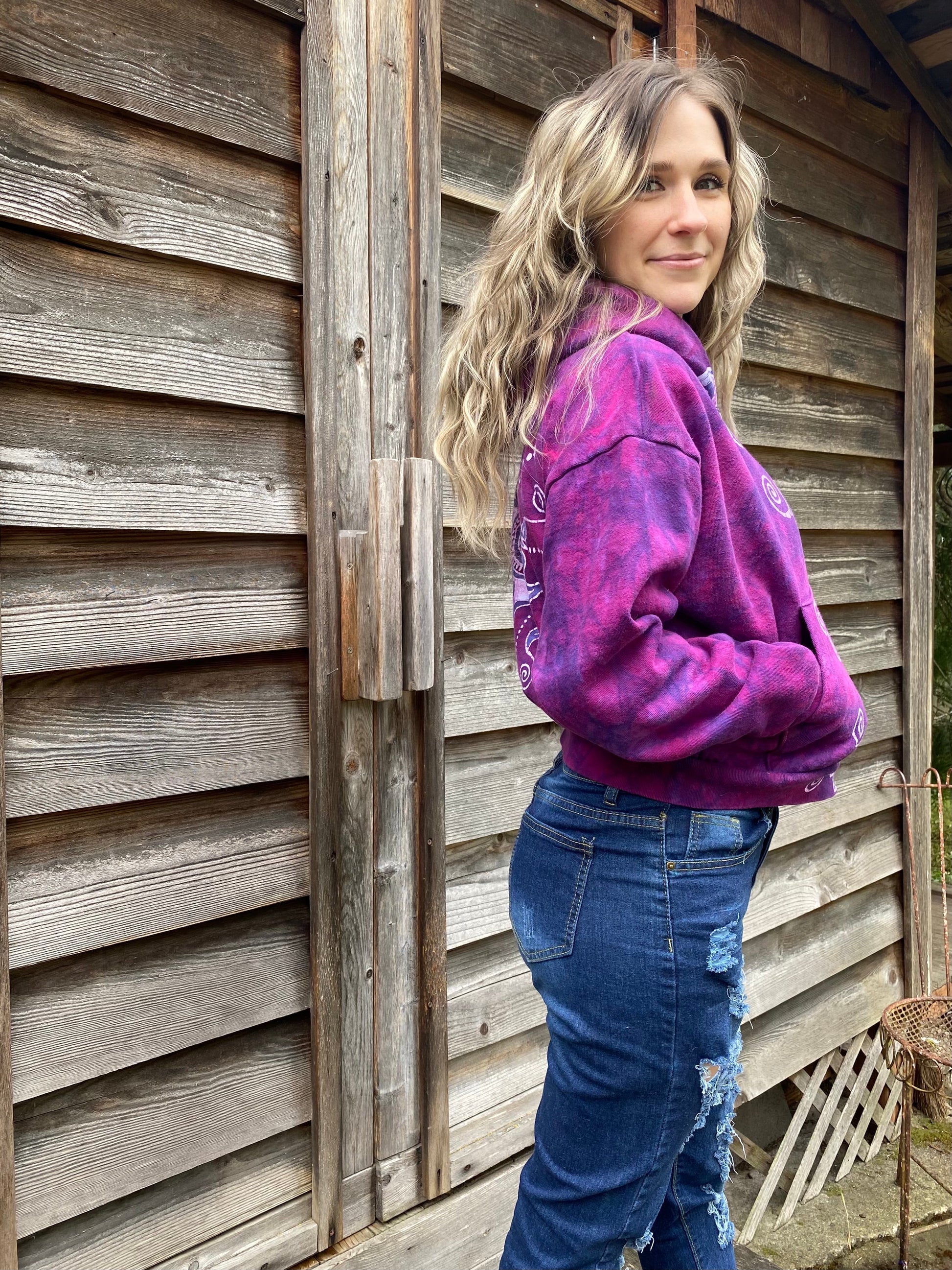 Pomegranate Star Tuxedo Flames Handmade Batik Hoodie hoodie batikwalla