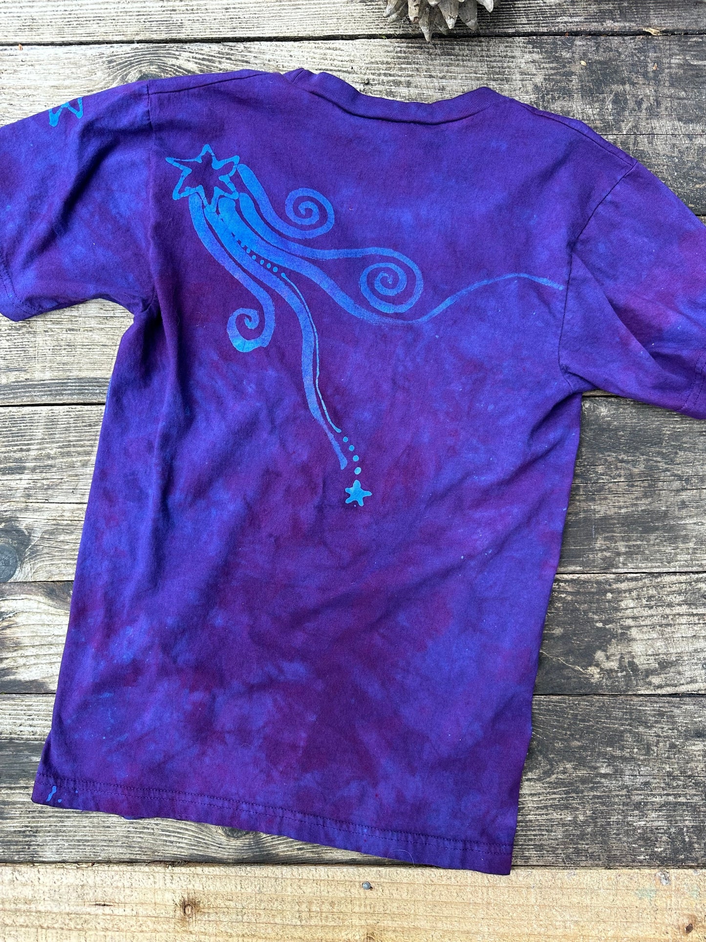 The Stars Will Guide Us Vneck Tee in Purple - Size Small Unisex Batikwalla by Victoria