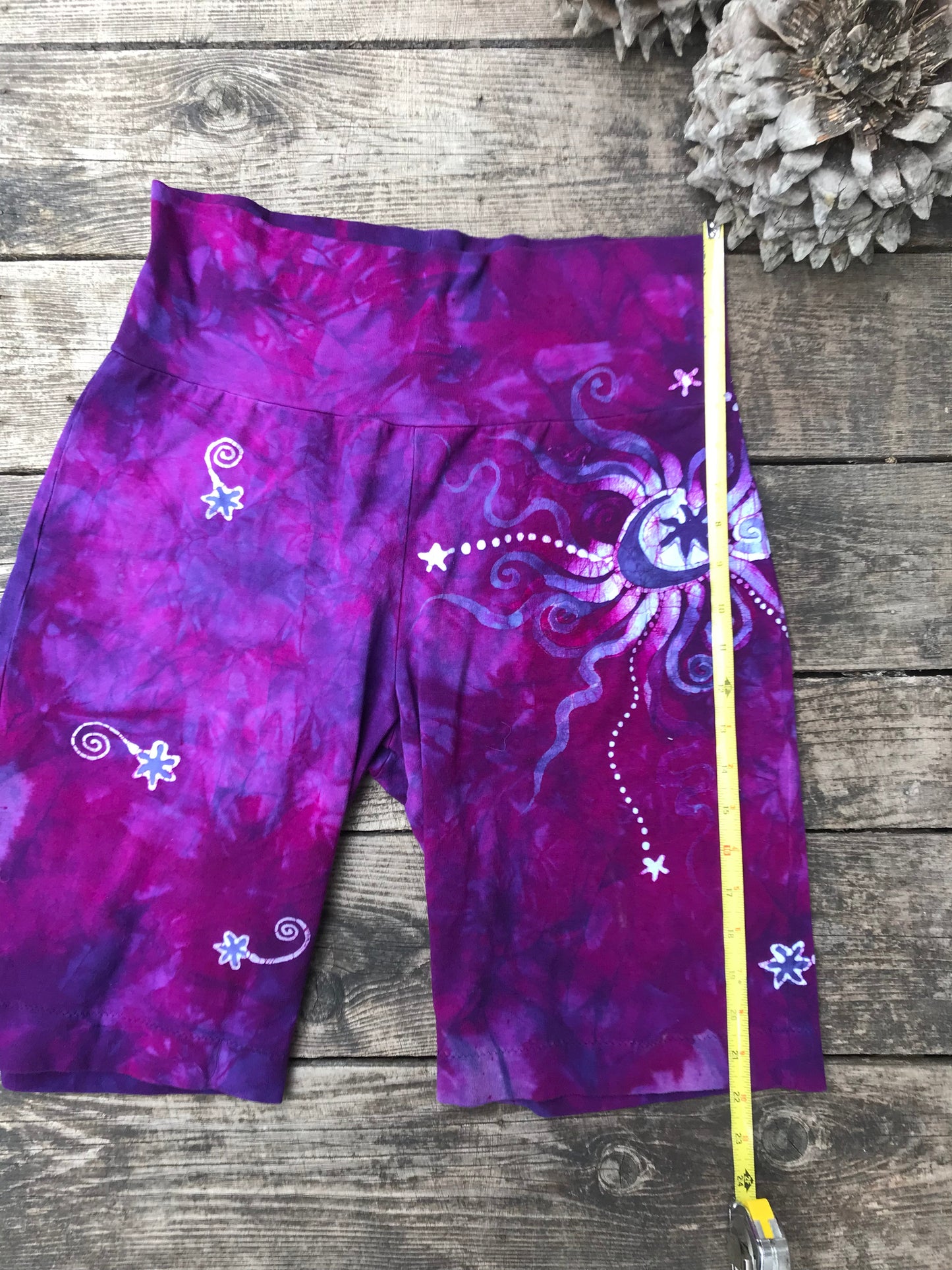 Lively Magenta Moon and Stars Batik Biker Shorts Batikwalla by Victoria