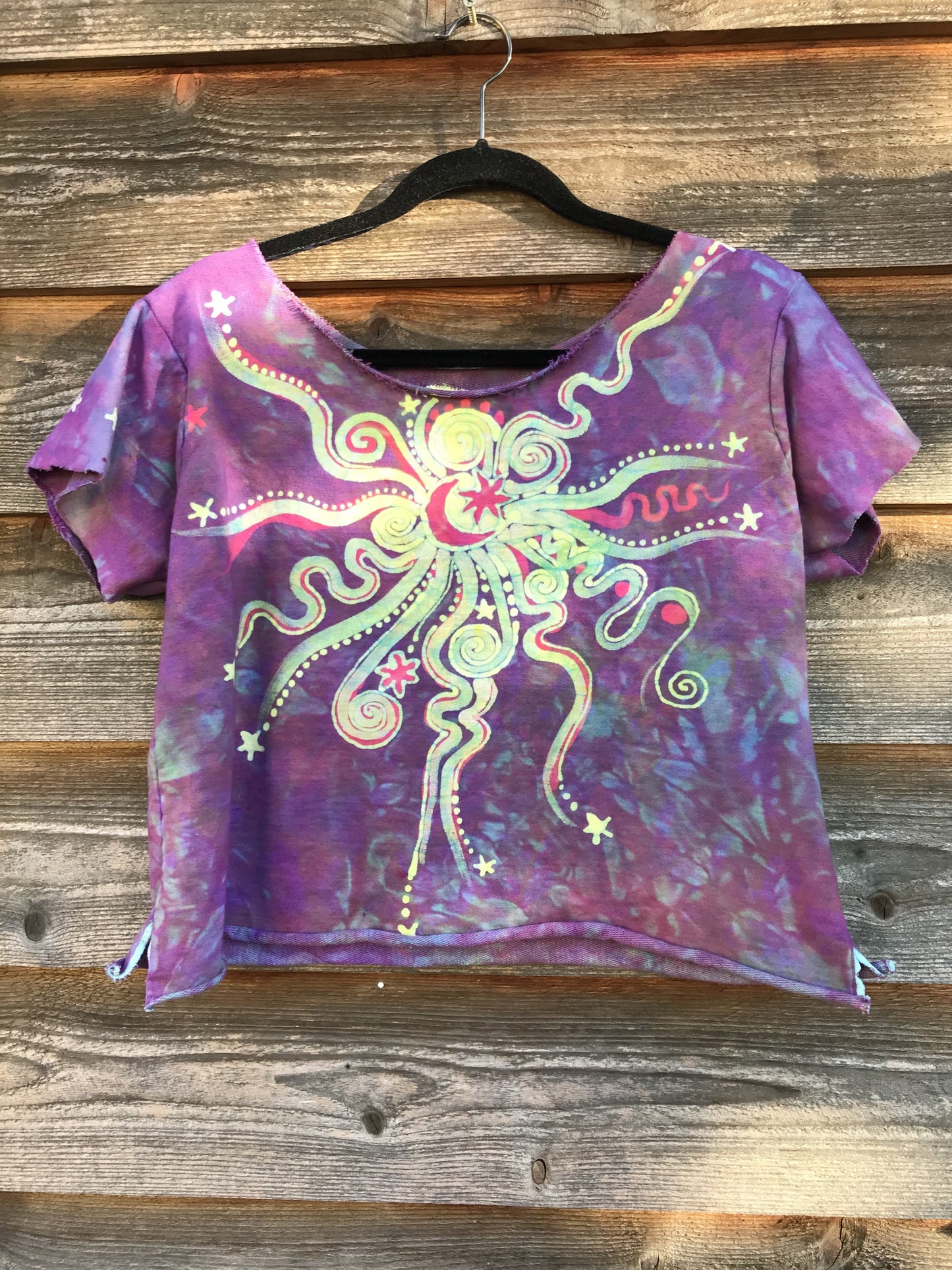 Marshmellow Magick Semi-Crop Organic Cotton Handmade Batik Top - Medium Batik Dresses Batikwalla