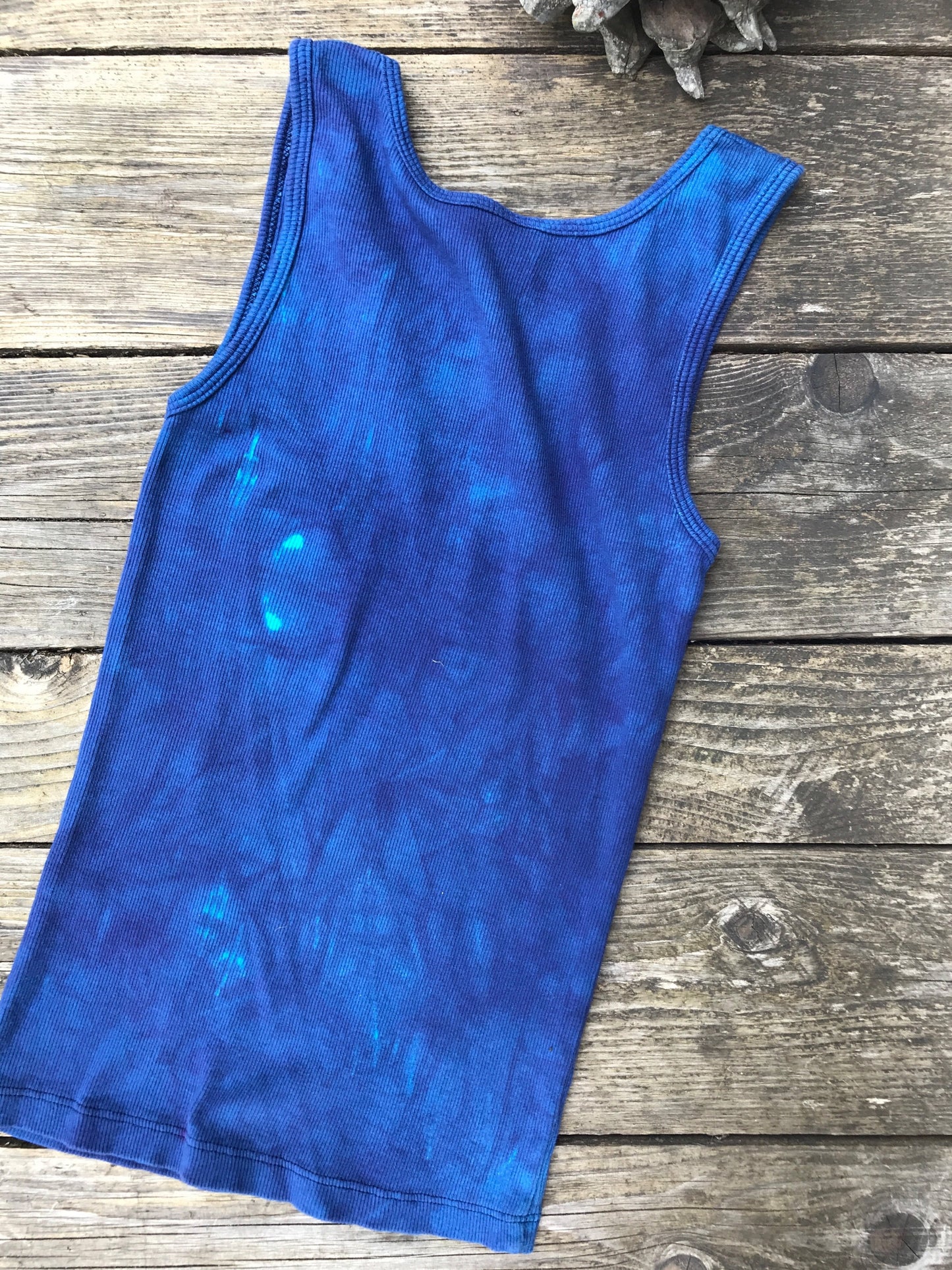 Blue Cosmos Flower Power Batik Tank Top in Small