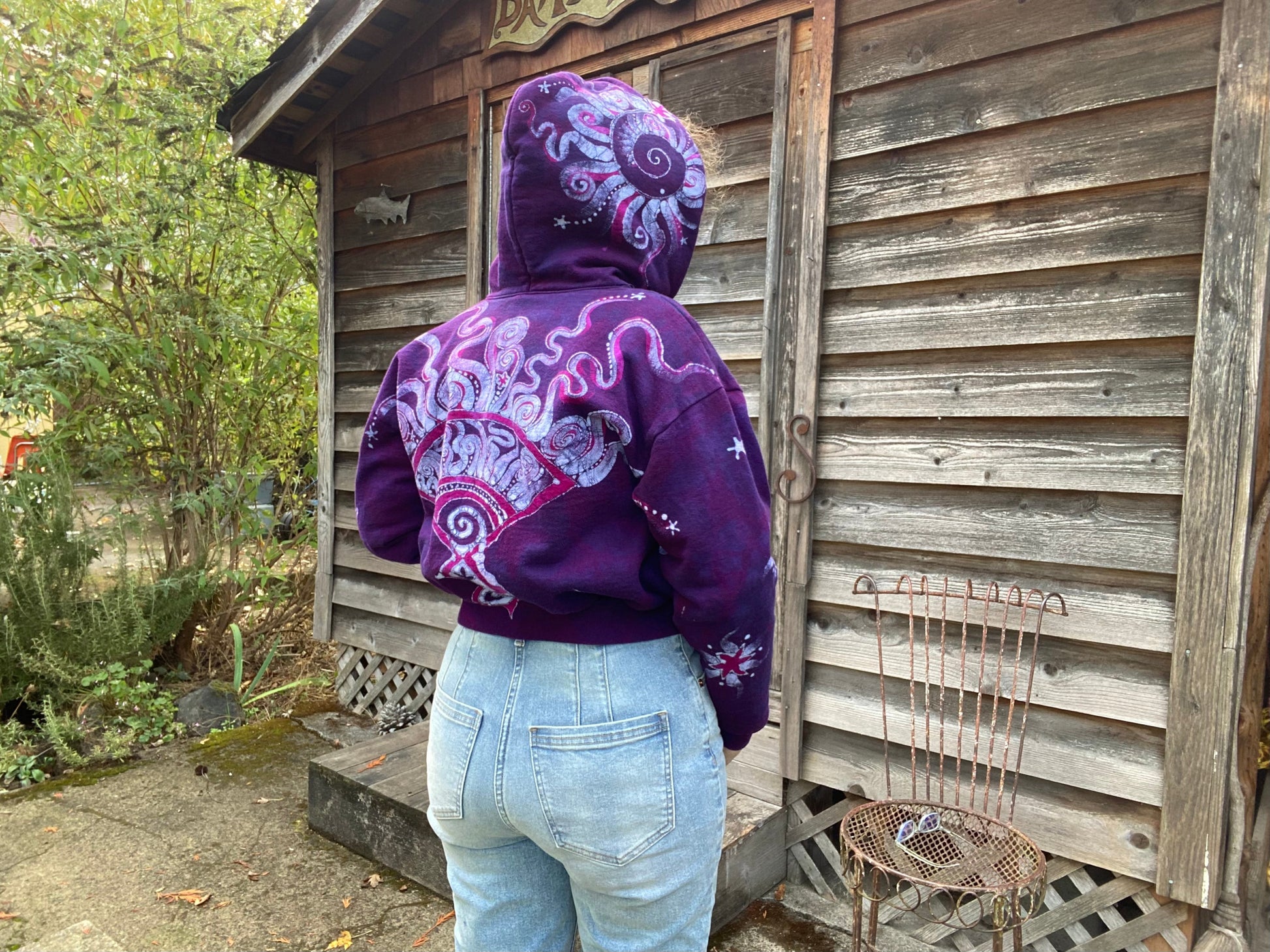 Magenta Surf Boardwalk Handmade Batik Hoodie - Size S/M hoodie batikwalla