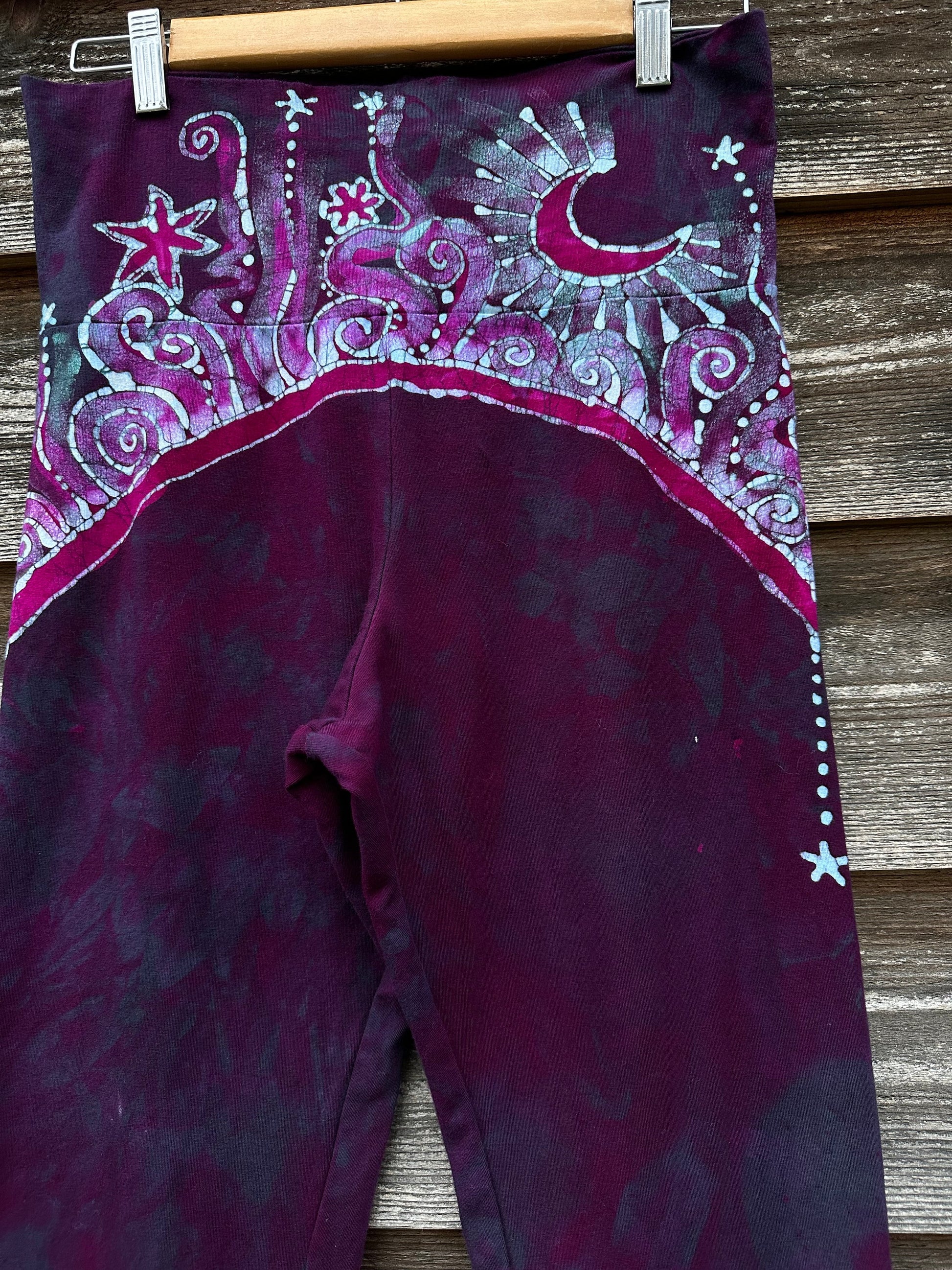 Teal and Magenta Moon Rainbow Stretchy Movement Pants - Size XL Yoga Pants batikwalla