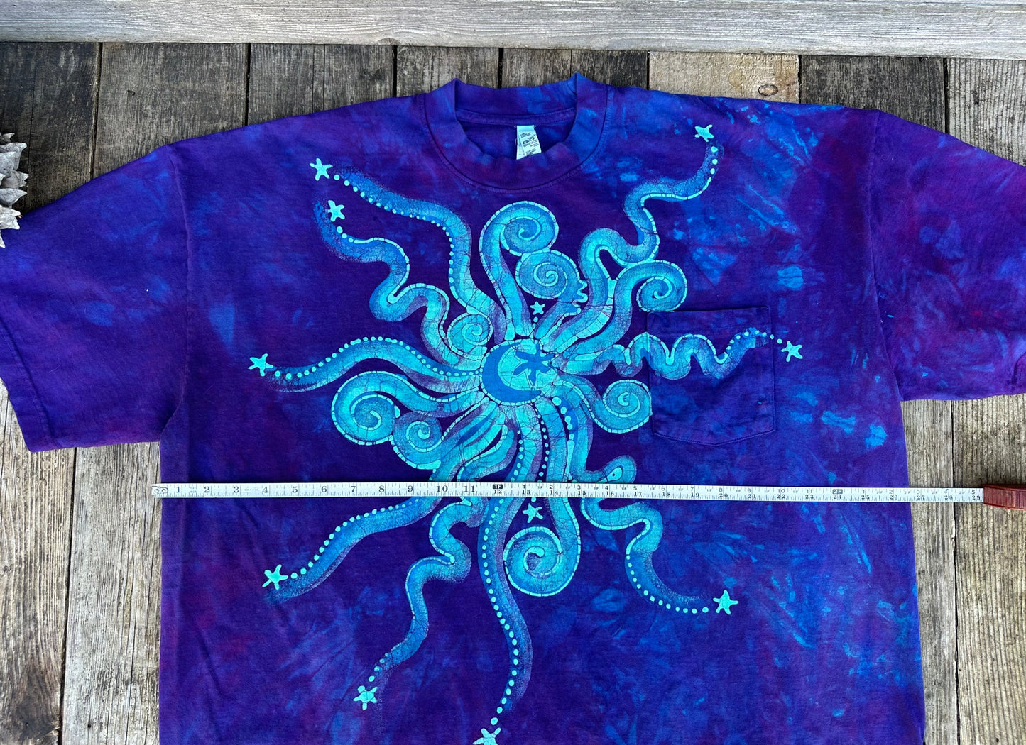 Aurora Borealis Handmade Batik Tshirt with Hidden Pocket tshirt batikwalla