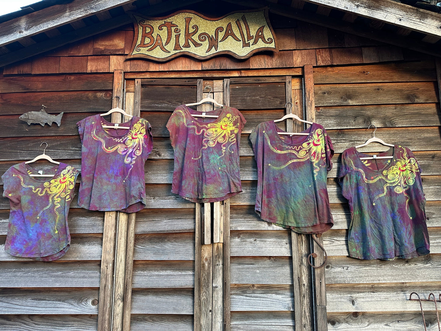 Sunrise Sunset Handmade Batik Scoop Neck Tshirt Tops batikwalla 2X