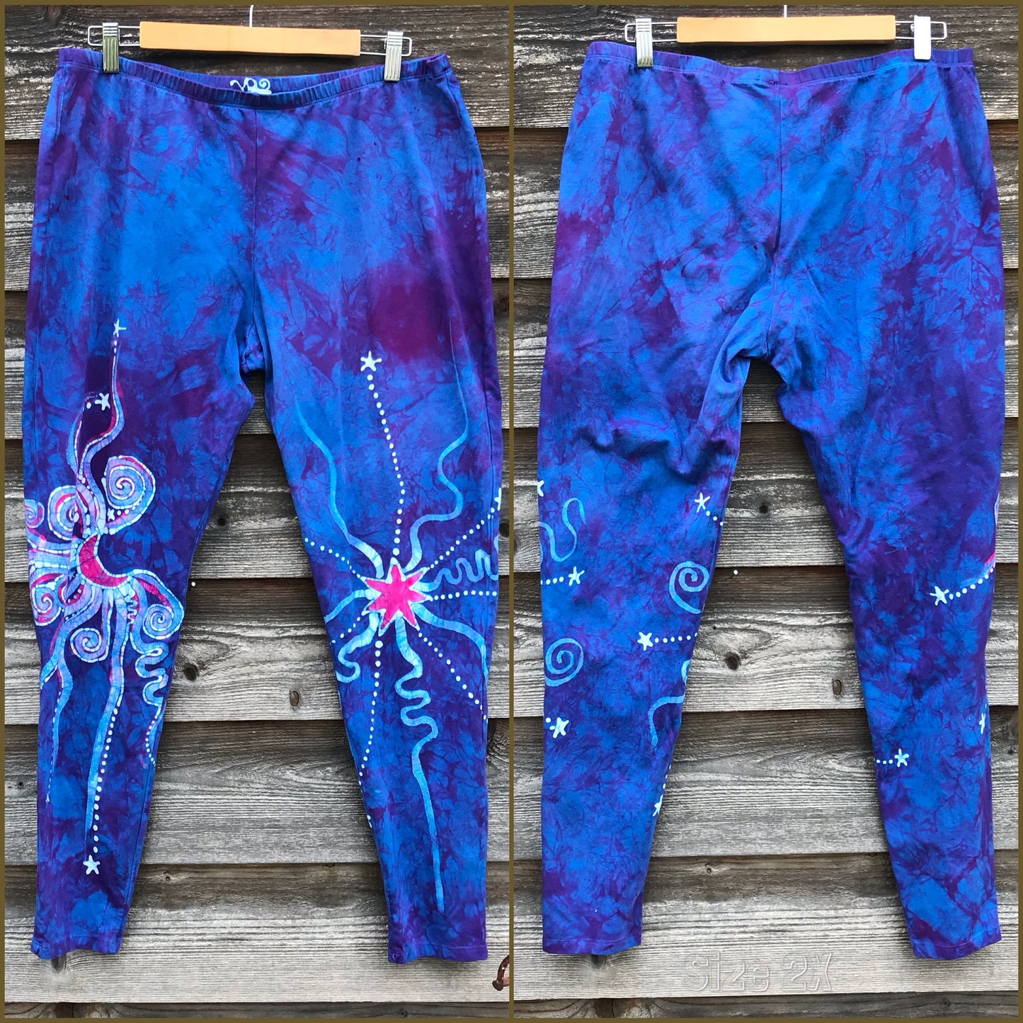 Blue and Pink Moon Magic Leggings leggings batikwalla 2X