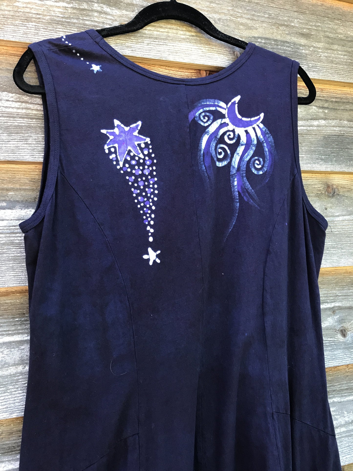 Stargazer In Midnight Blue Handmade Batik Dress - 2X ONLY Batik Dresses Batikwalla