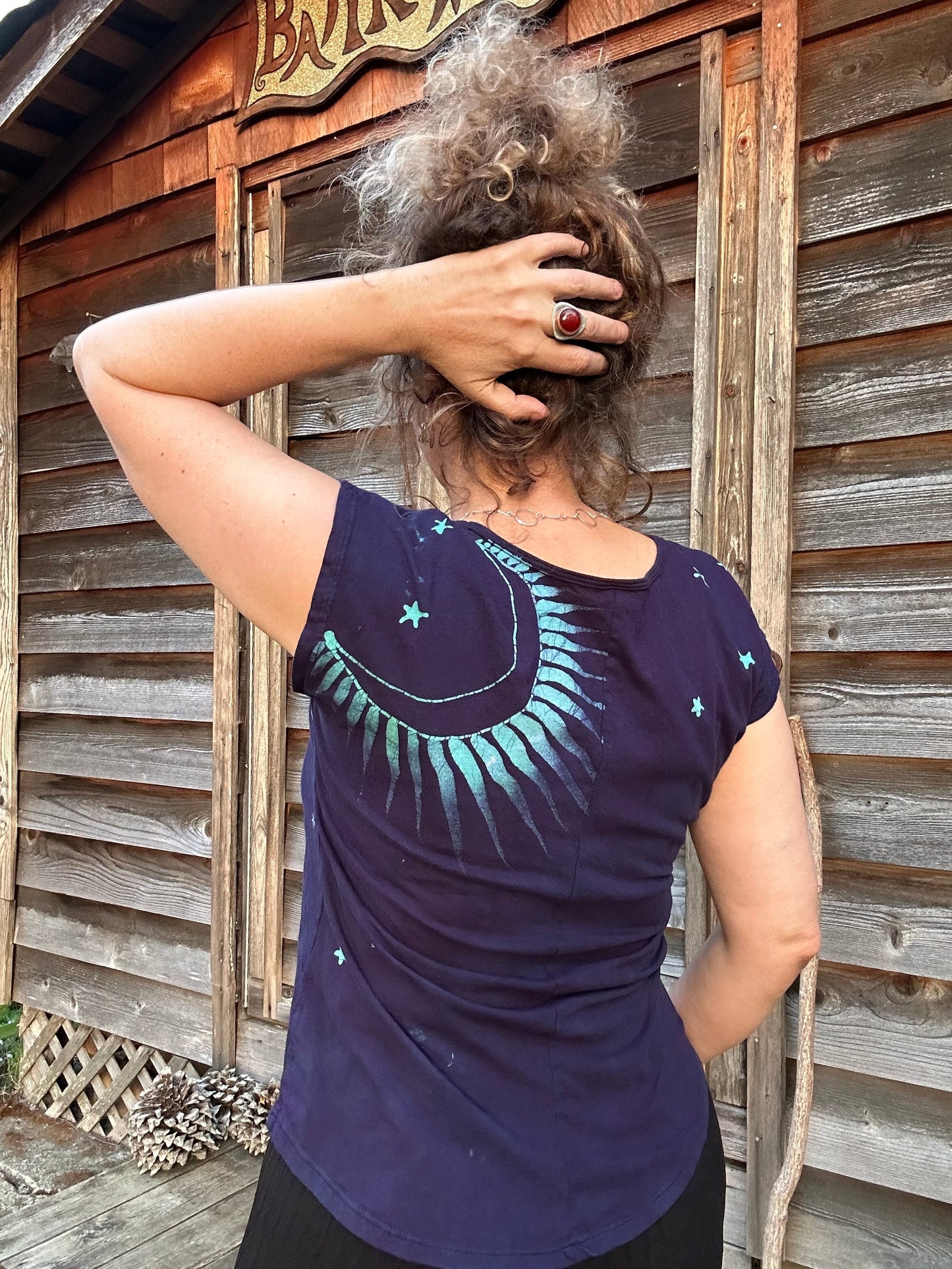 Pacific Moon Handmade Batik Scoop Neck Tshirt Tops batikwalla