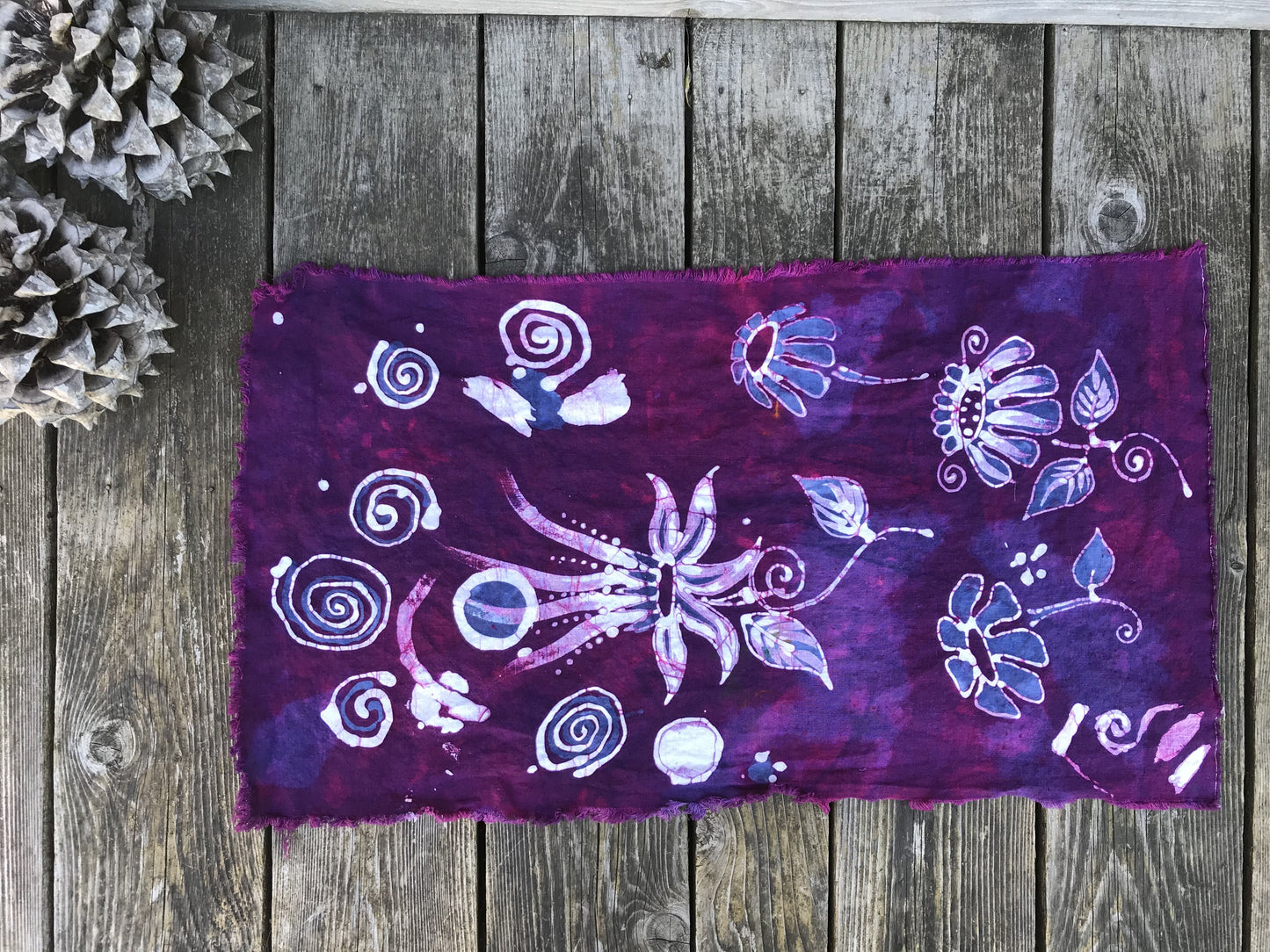 Sweet Pea Wallflower Batik Cotton Fabric / Bandana scarf batikwalla