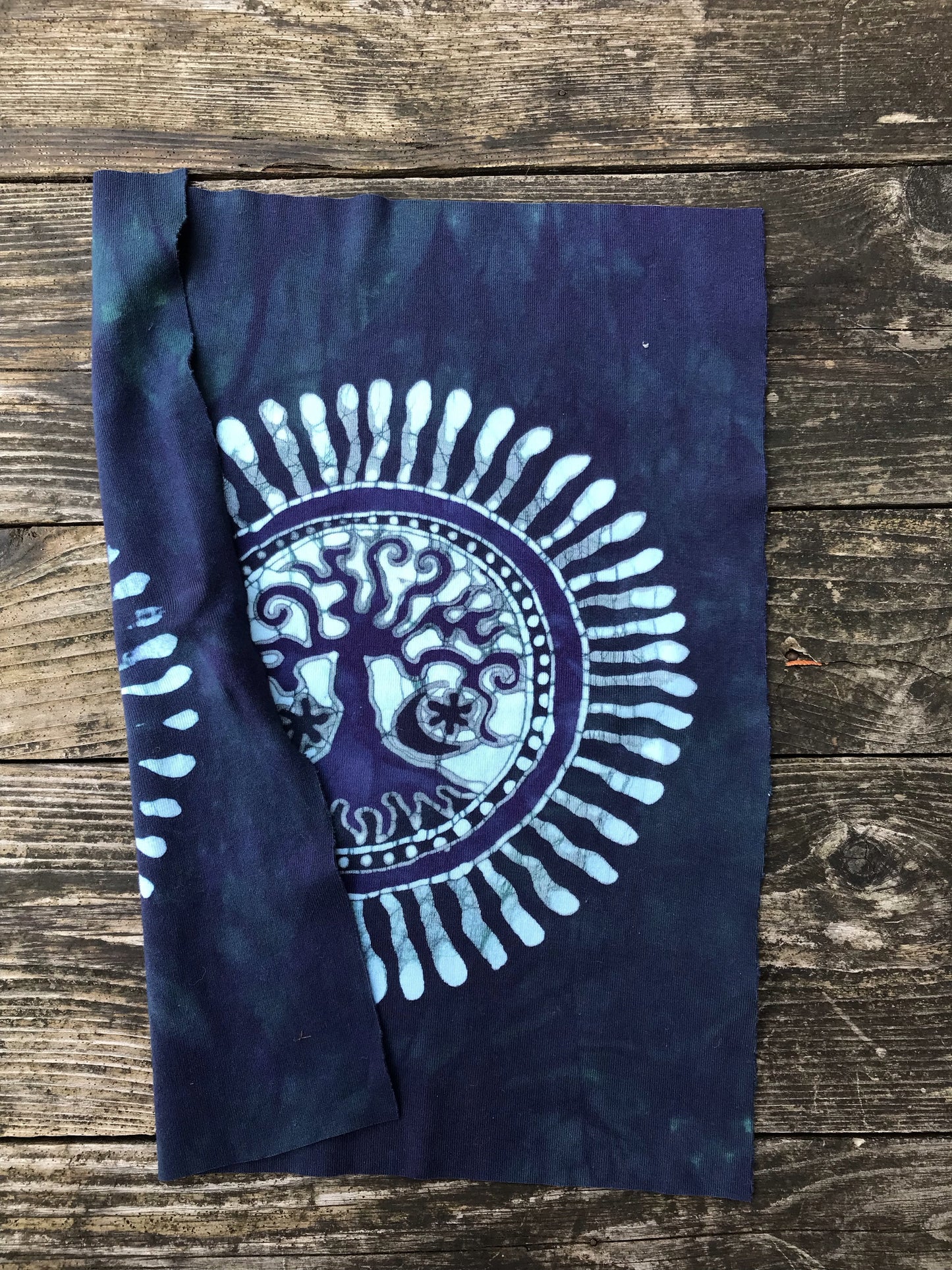 Hand Painted Batik Fabric Square - Tree of Life in Teal and Purple Batikwalla by Victoria