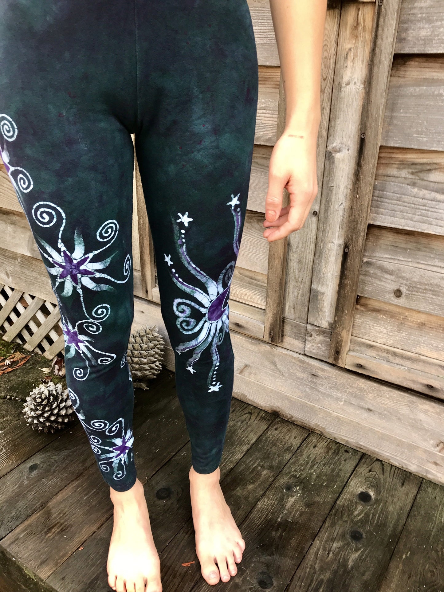 Teal and Purple Stars Batikwalla Leggings