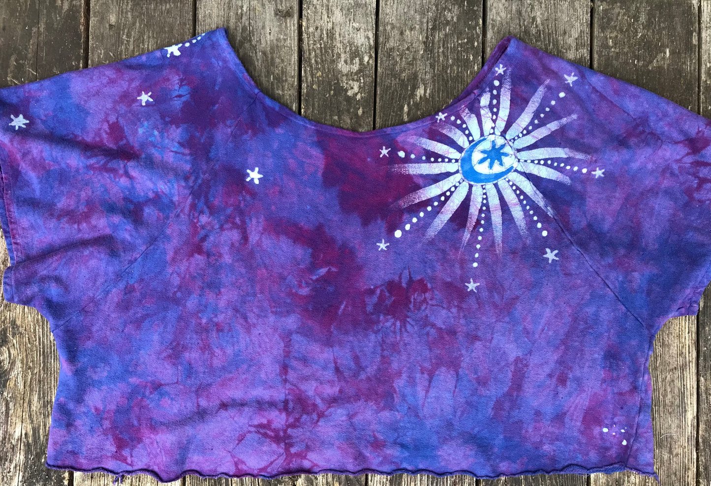 Purple Moonbeams Organic Cotton Terry Handmade Batik Top - L/XL (Extremely Oversized) Batik Dresses Batikwalla