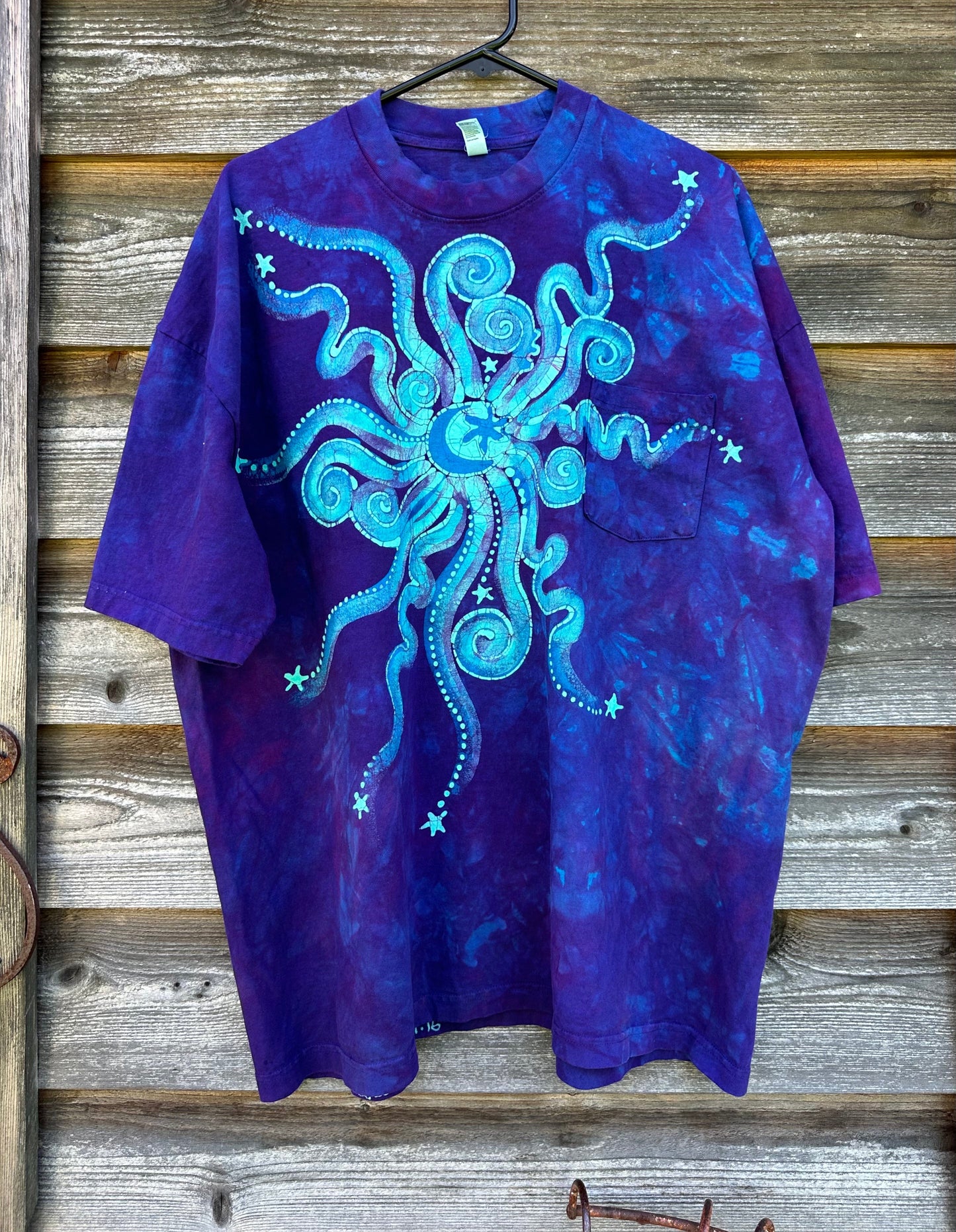 Aurora Borealis Handmade Batik Tshirt with Hidden Pocket tshirt batikwalla 2X