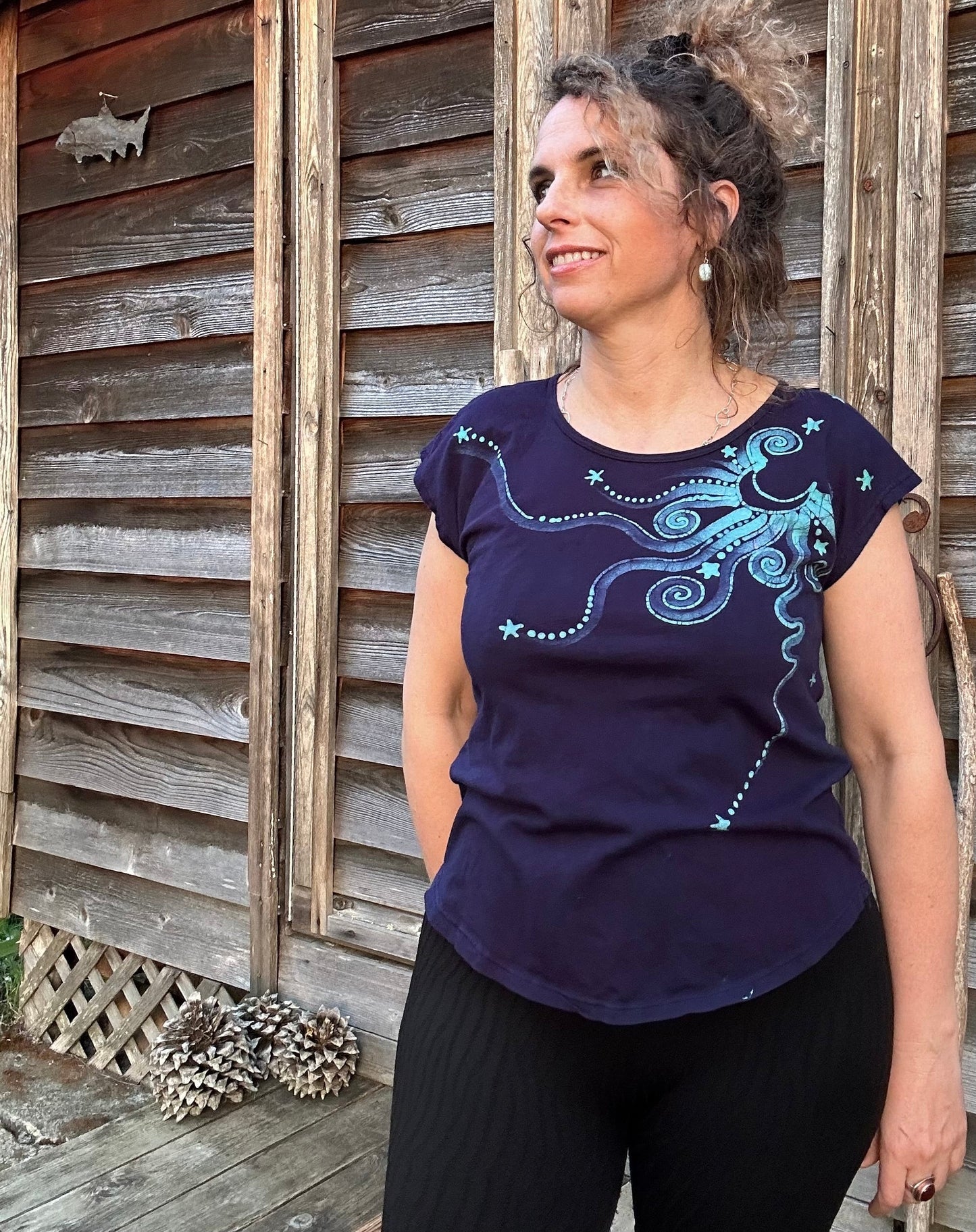 Pacific Moon Handmade Batik Scoop Neck Tshirt Tops batikwalla