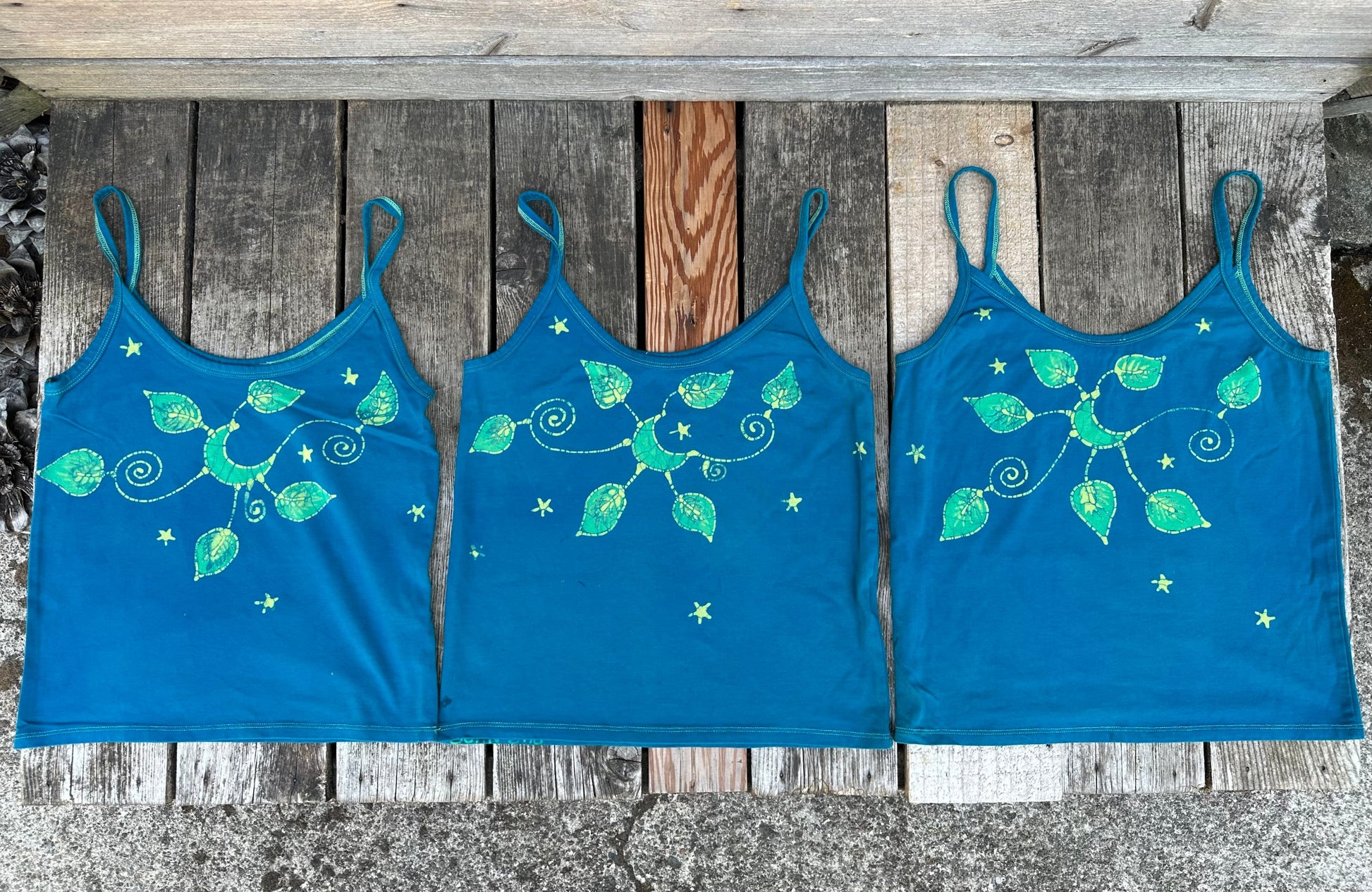 Lush Gardens Hand Painted Batikwalla Tank Top - Slightly Larger Sizing Tops batikwalla