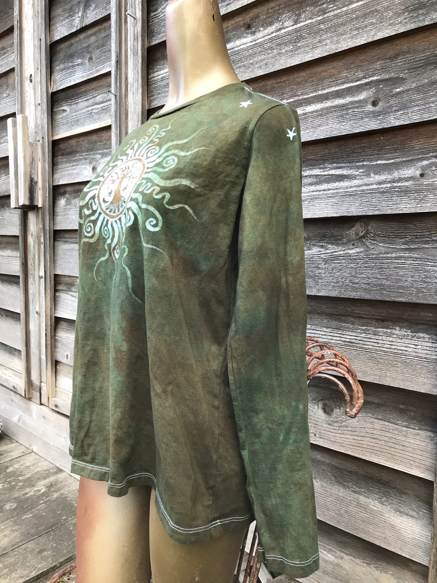 Olive Tree Handmade Long Sleeve Batik Top Batikwalla