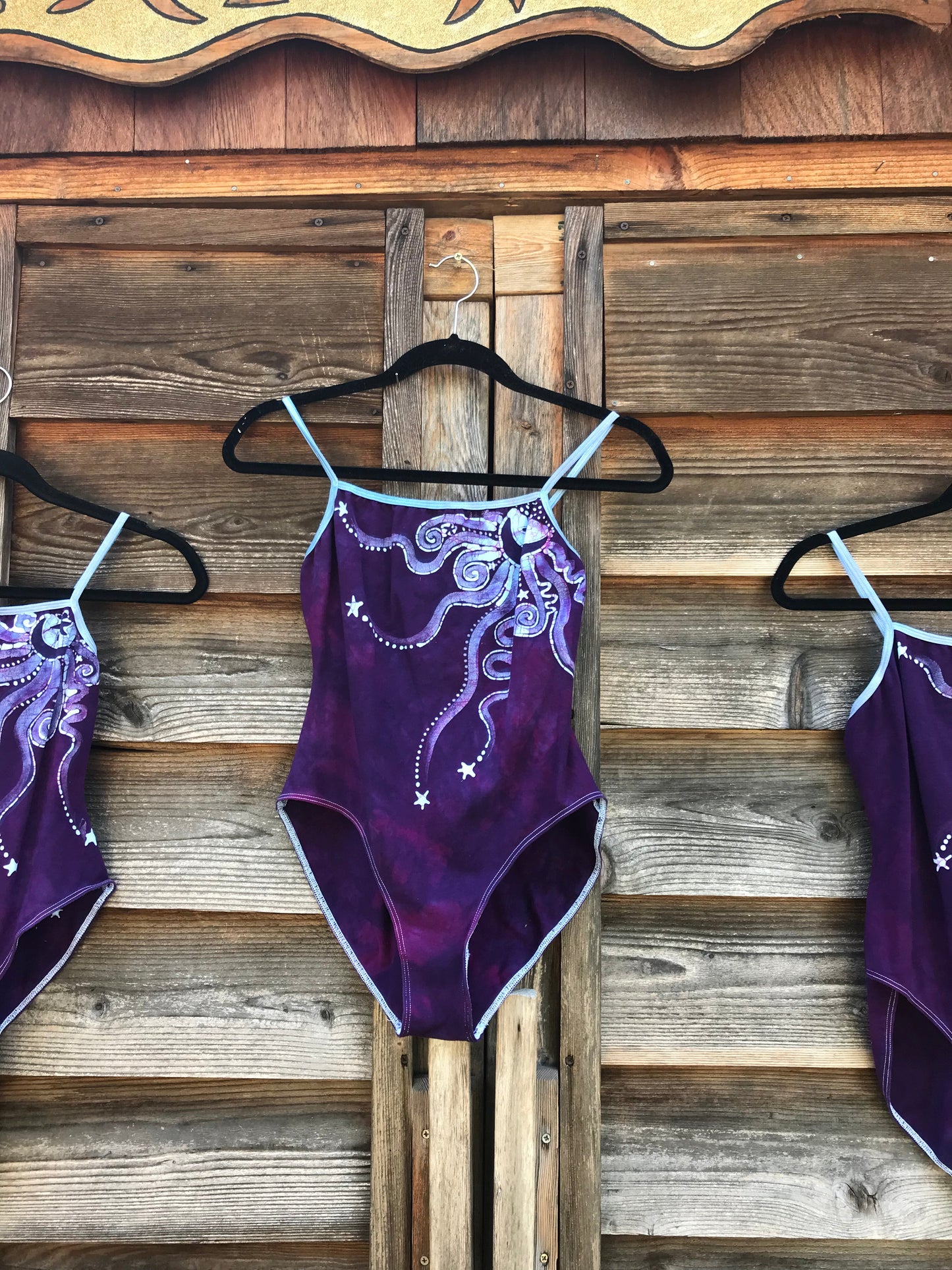 Magenta Purple Moondance Hand Painted Batik Leotard Tops batikwalla Large