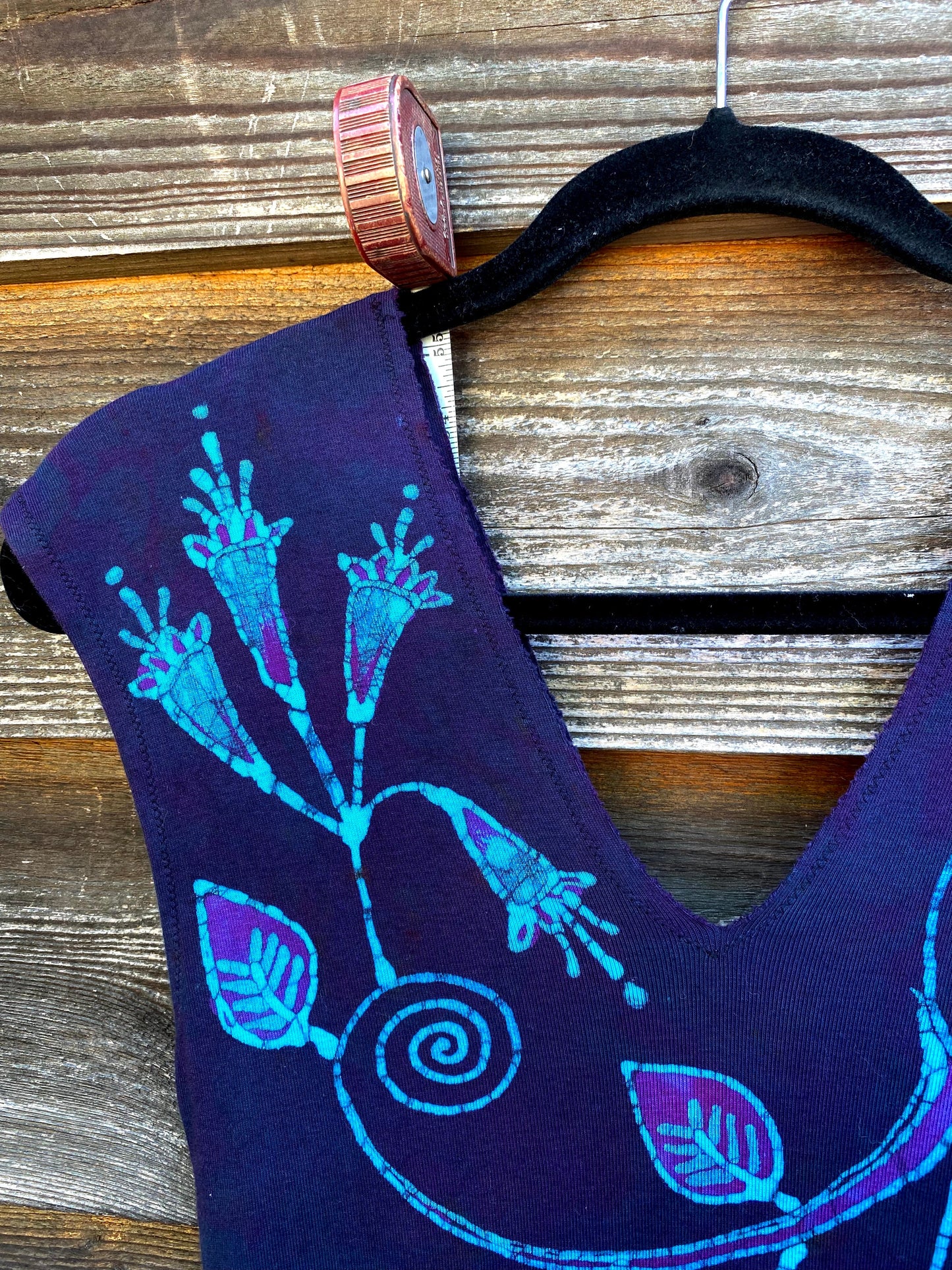 Dark Eyes Fuchsia Flowers Organic Cotton Batik Dress - Size Small Batik Dresses Batikwalla