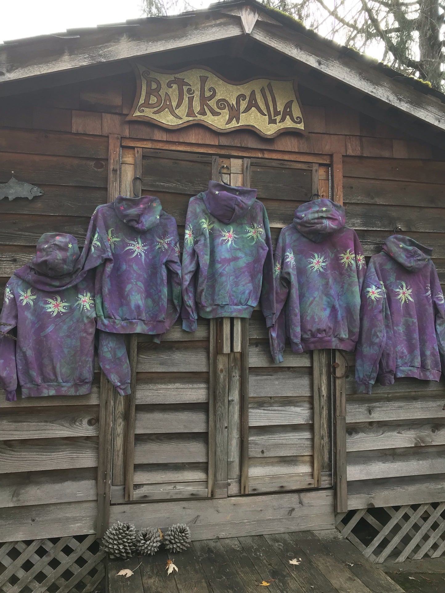 Sunrise Starburst in Purple Rain - Handcrafted Batik Pullover Hoodie hoodie batikwalla