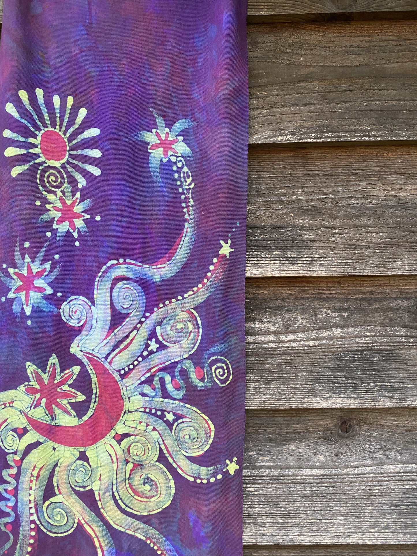 Misty Purple Sunrise - Hand Painted Organic Knit Fabric Scarf scarf batikwalla