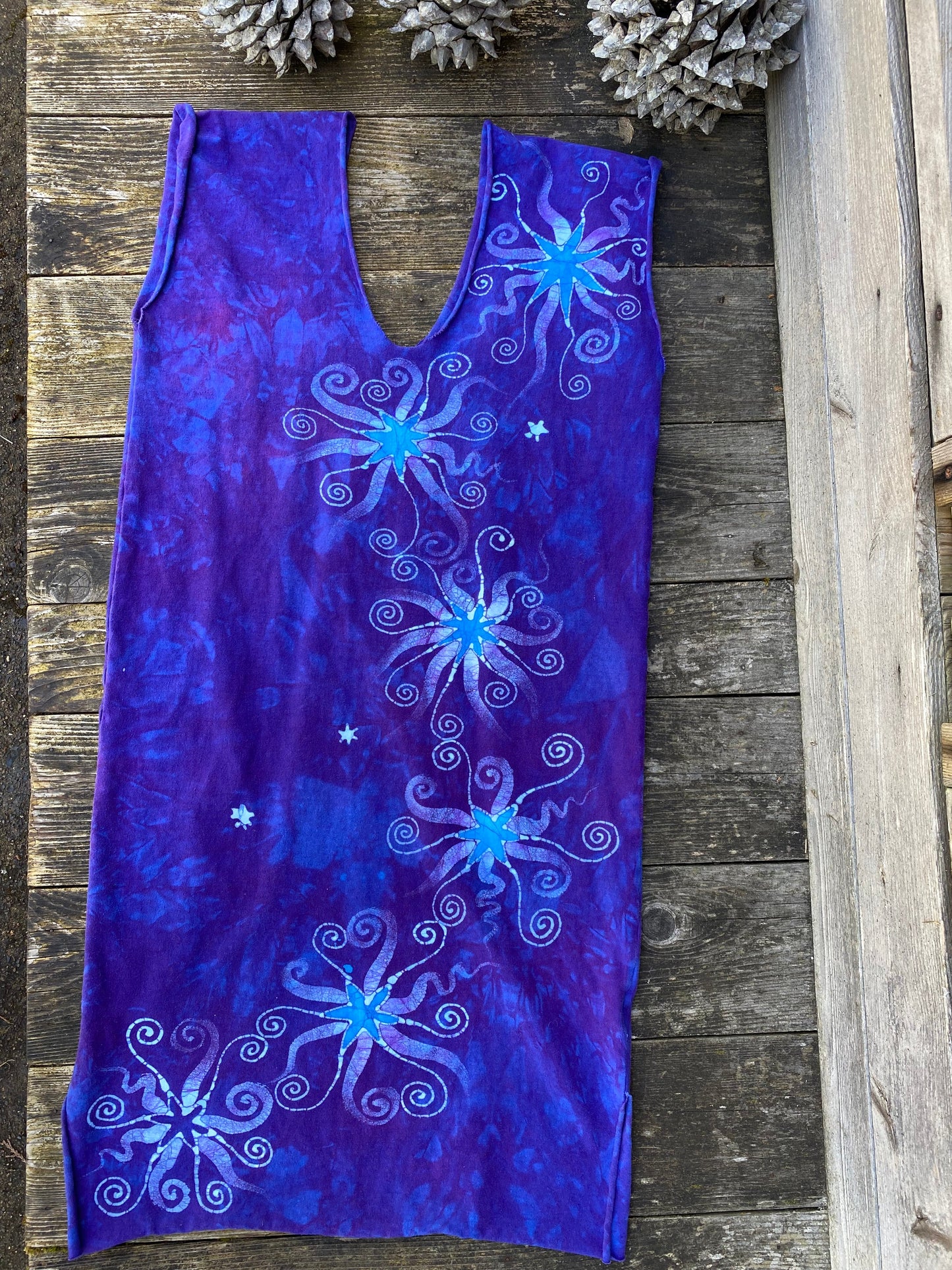 Purple Rays of Swirling Moonbeams Stretchy Hemp Tube Dress Batik Dresses Batikwalla