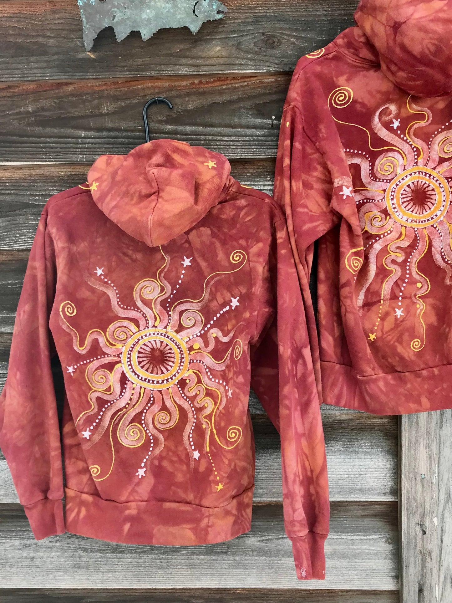 Cayenne Orange Sunset Handcrafted Batik Zipper Hoodie - Size Small hoodie batikwalla