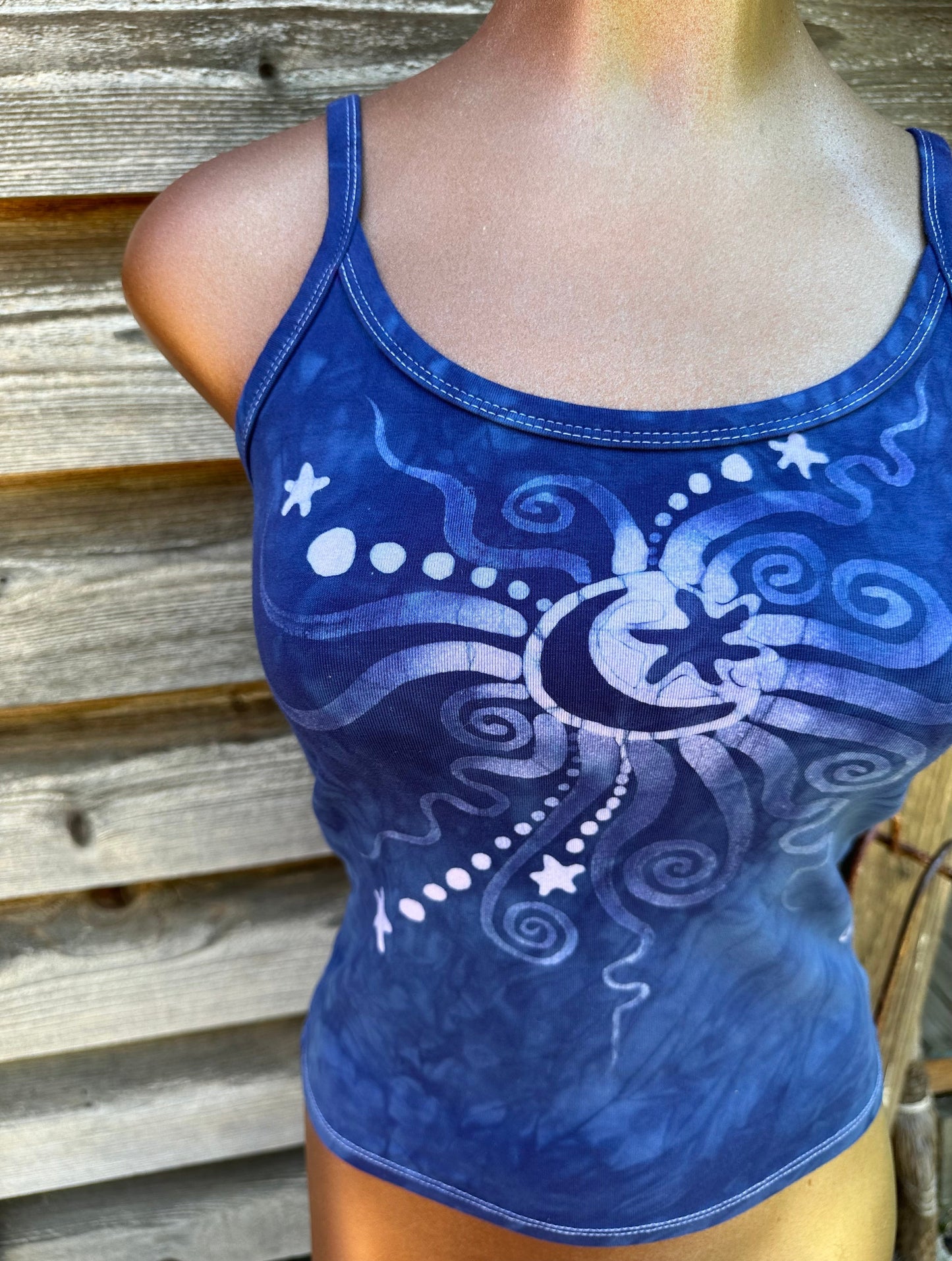 Blue Moon Hand Painted Batikwalla Tank Top Tops batikwalla
